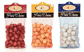 Fresh Pearl Onions Mix - Yellow, White & Red Onions (3 Pack, 10oz Each) - Perfect for Salads, Soups, Stir-Fries & Gourmet Cooking