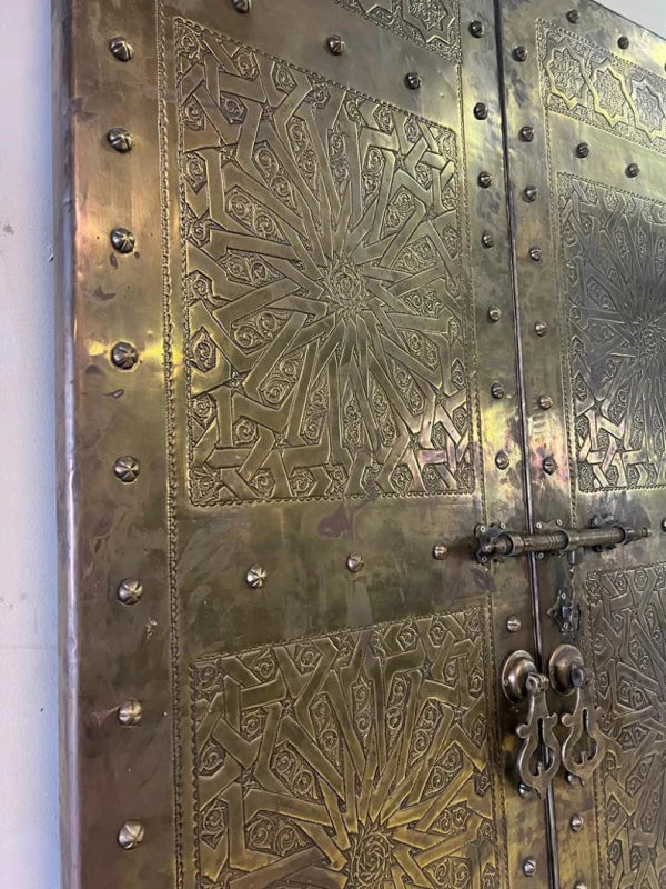 Handmade Designer Gold Moroccan Royal Double Door - Elegant Home Decor for Living Room, Bedroom & Entryway