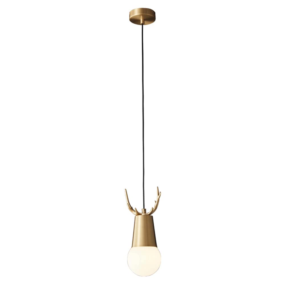 Vintage Antler Chandelier - Handcrafted Metal Pendant Light with Retro Lampshade for Bedroom, Living Room & Dining Room Ceiling Decor - Perfect for Farmhouse, Rustic & Vintage Home Lighting