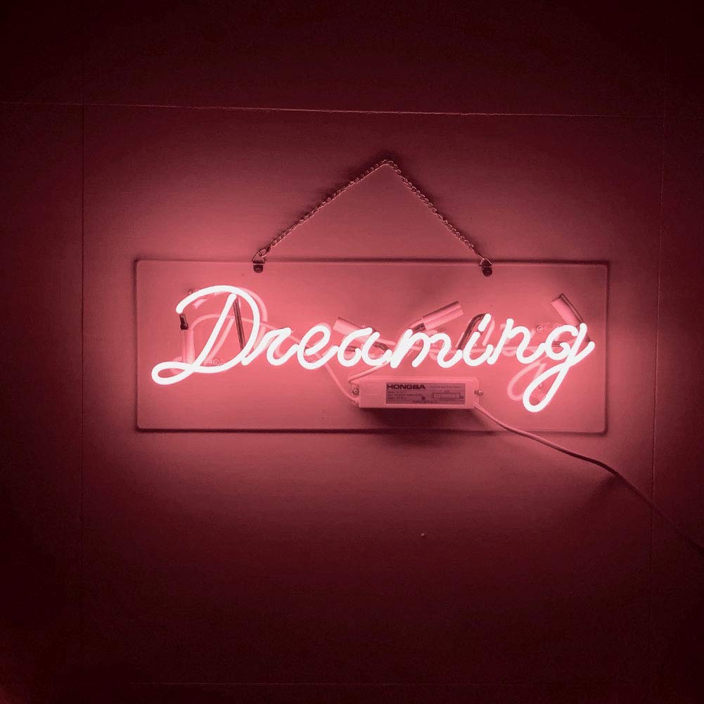 Handmade Pink 'DREAMING' Glass Beer Neon Sign - 19
