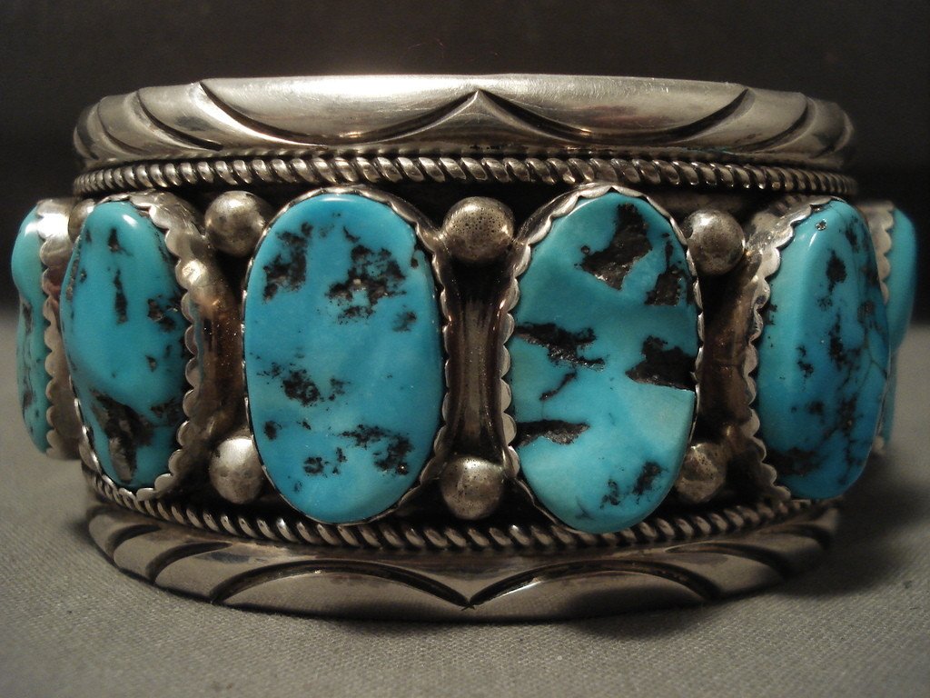 Authentic 100 Gram Vintage Navajo Turquoise Native American Silver Bracelet - Handcrafted Southwest Jewelry for Women, Boho Fashion Accessory, Perfect for Festivals & Special Occasions