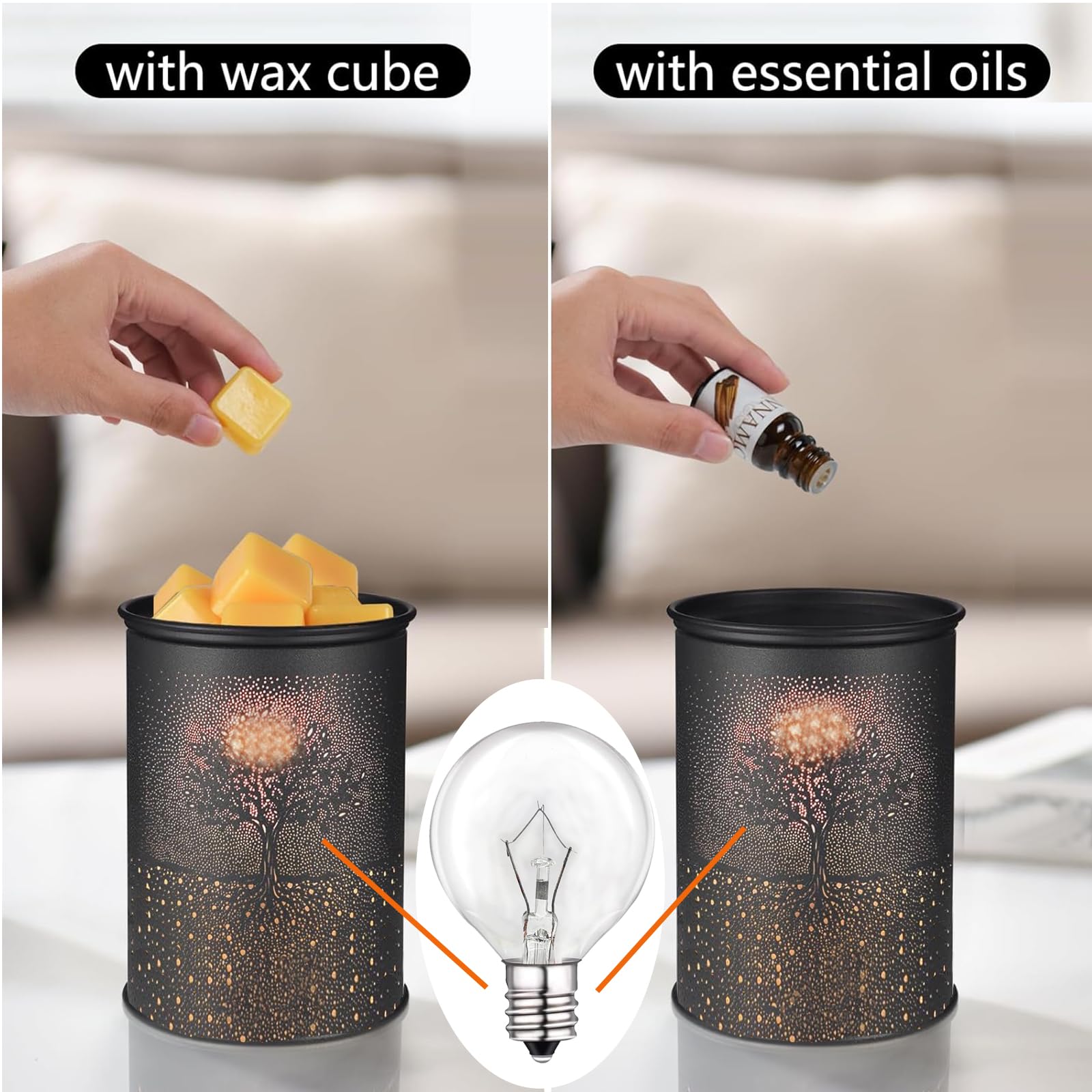 25 Watt Wax Warmer Bulbs - 6 Pack G40 E12 Base Light Bulbs for Scentsy Warmers, 120V Dimmable Warm White Candle Lamp Bulbs - Perfect for Aromatherapy, Home Fragrance & Relaxation Spaces