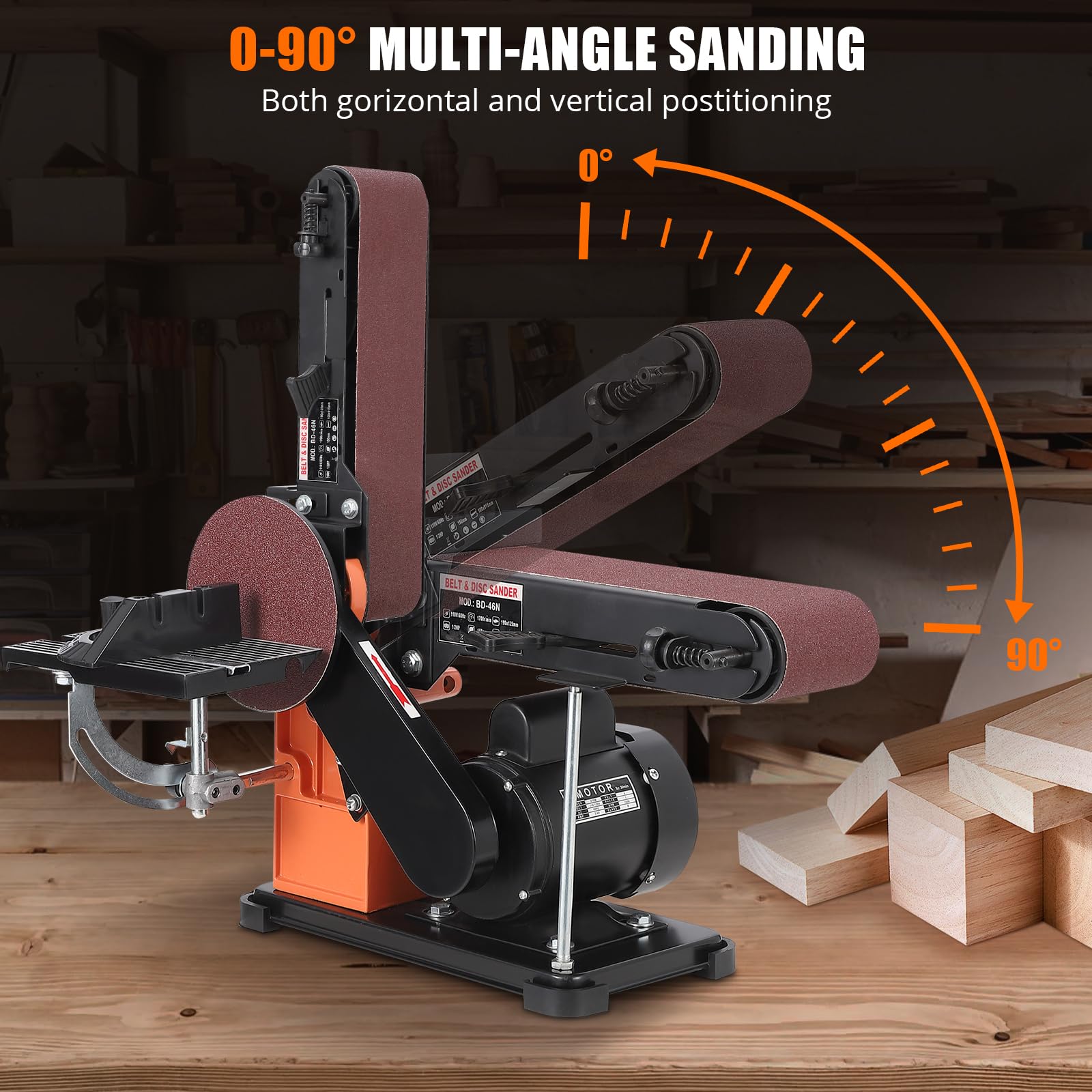 Powerful 1/2HP Benchtop Belt & Disc Sander - 4