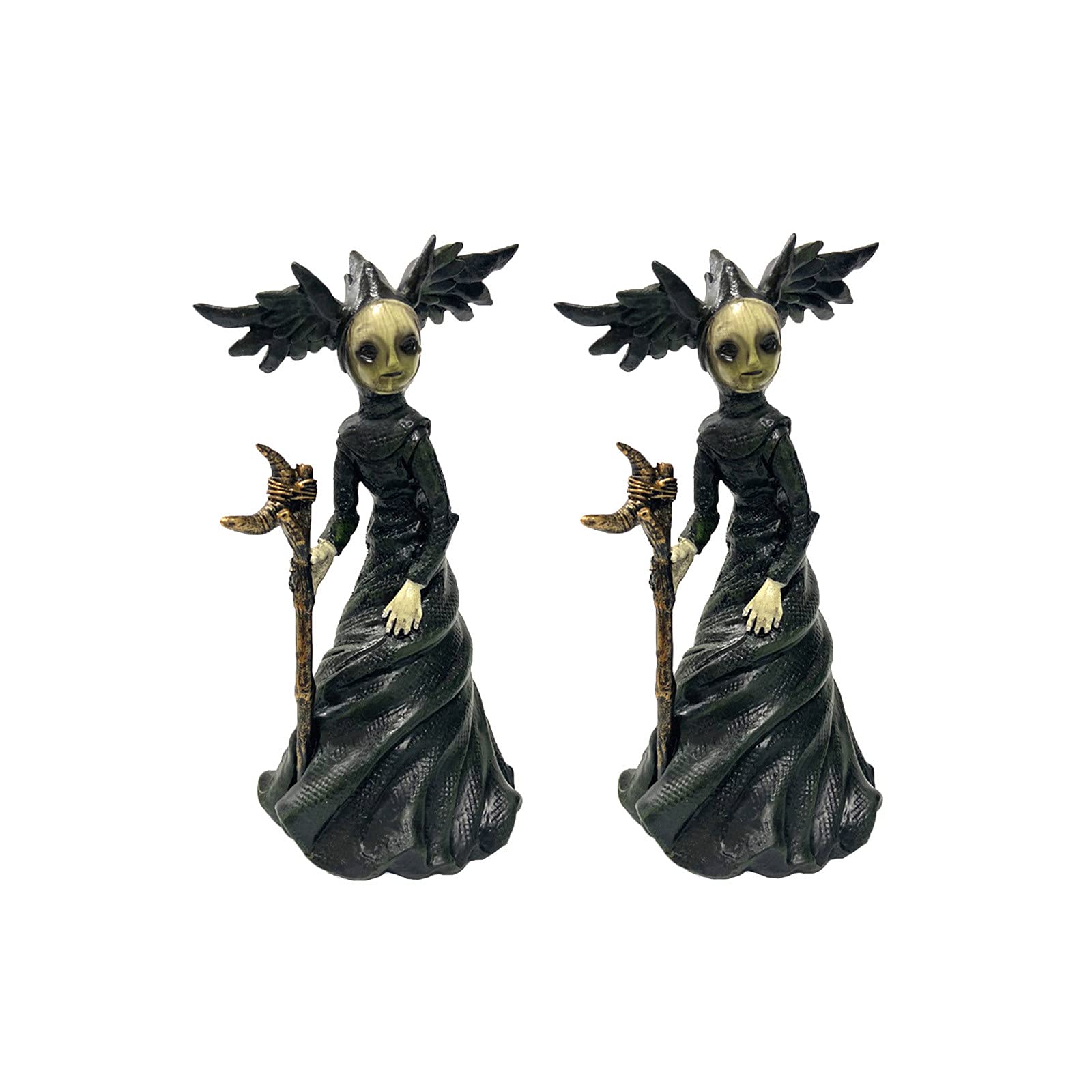 Creepy Witch Sculptures - Dark Gothic Art Decor for Garden, Bedroom & Living Room - Halloween Home Decorations (2pc Set) - Perfect for Spooky Outdoor & Indoor Halloween Party Decor