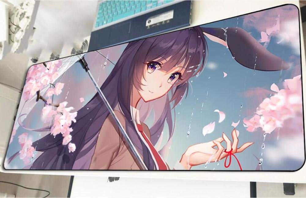 Premium Gaming Mouse Pad - Large 40x90cm Non-Slip Surface for PC, Keyboard & Mouse - Ideal for Gamers, Office Work & Anime Fans (Bunny Girl Senpai Design)