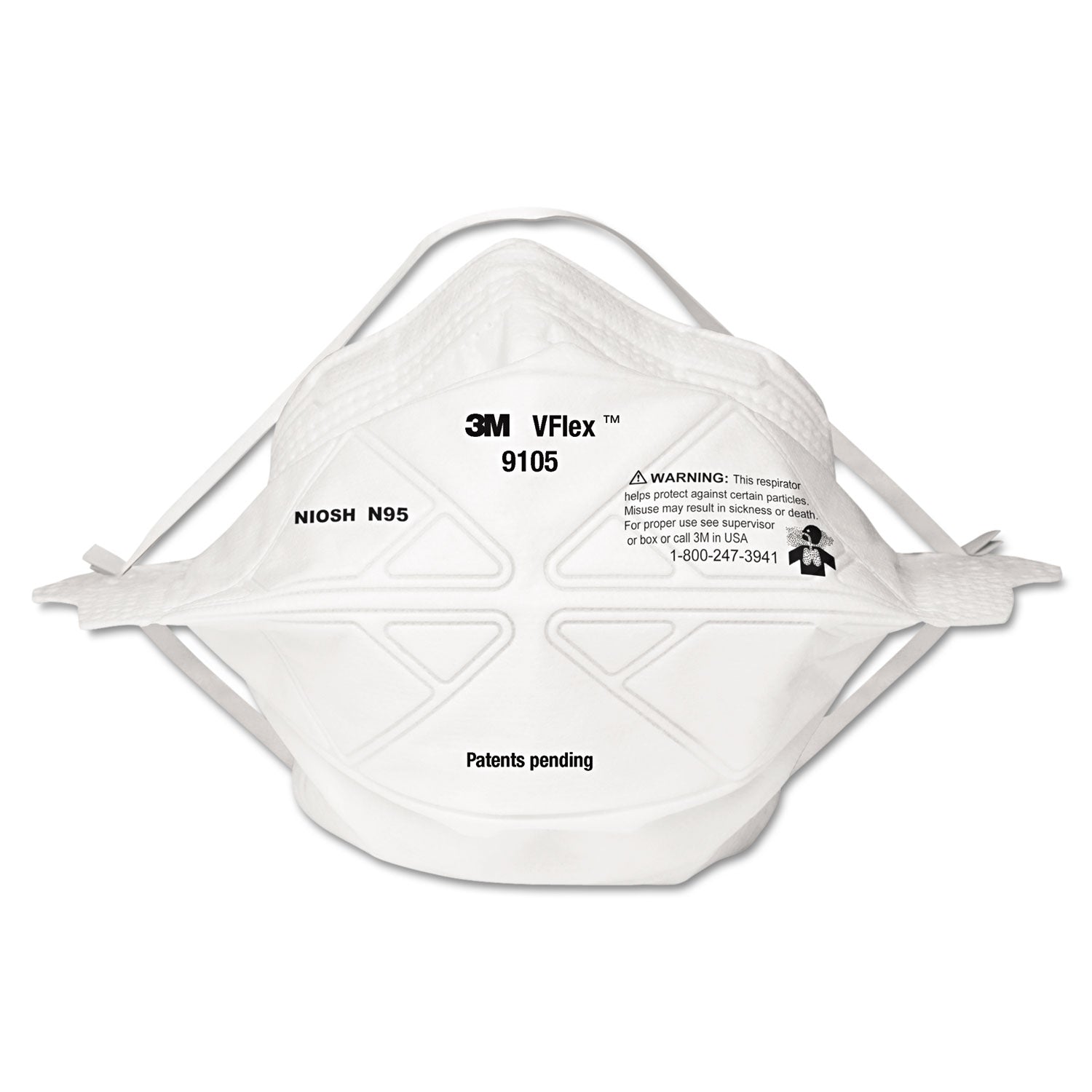 3M™ VFlex N95 Particulate Respirator Mask - Standard Size, 50-Pack - Dust Protection for Construction, Woodworking & DIY Projects