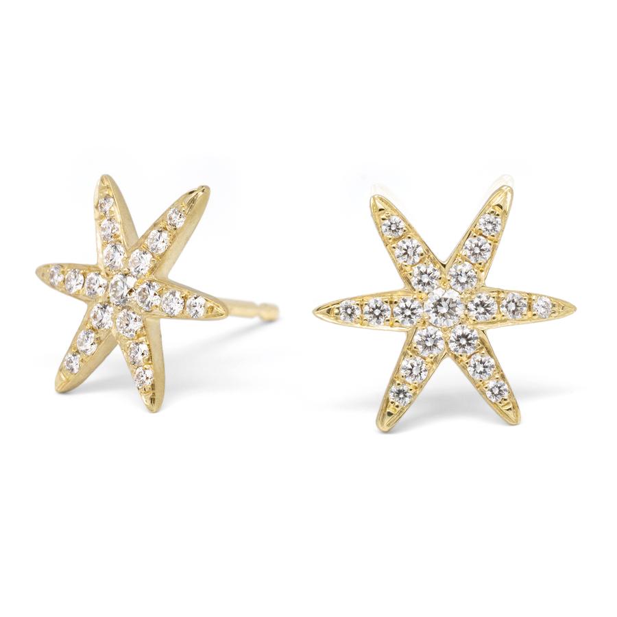Sparkling Diamond Pave Star Earrings for Women - 14K Gold Plated Dainty Stud Earrings - Perfect for Parties, Weddings & Everyday Elegance