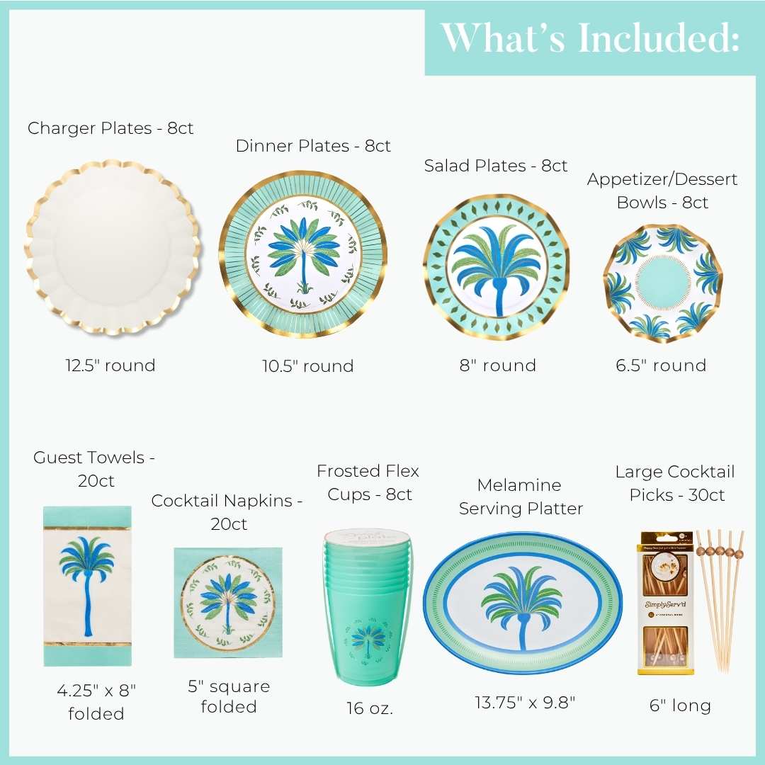 Ultimate Preppy Palm Tablescape - Stylish Tropical Table Decor for Summer Parties, Weddings & Beach-Themed Events