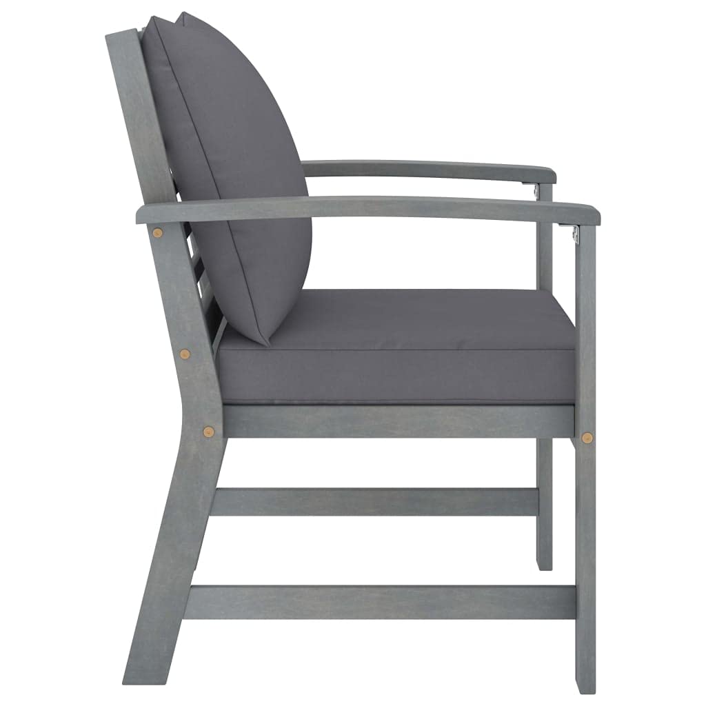 CHARMMA 2-Piece Patio Chairs Set with Dark Gray Cushions - Solid Acacia Wood (17KG) - Outdoor Furniture for Garden, Deck, Poolside & Backyard Relaxation
