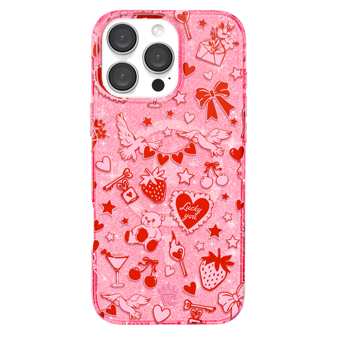 Be Mine Glitter iPhone Case - Sparkly Protective Phone Cover for iPhone 13/14/15 - Perfect for Valentine's Day, Parties & Everyday Glam