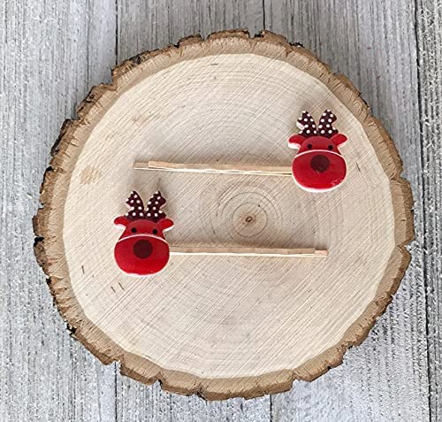 Festive Reindeer Hair Clips for Women - Christmas Hair Accessories Set with Decorative Barrette and Bobby Pins - Perfect for Holiday Parties, Gift Exchanges & Seasonal Photo Shoots