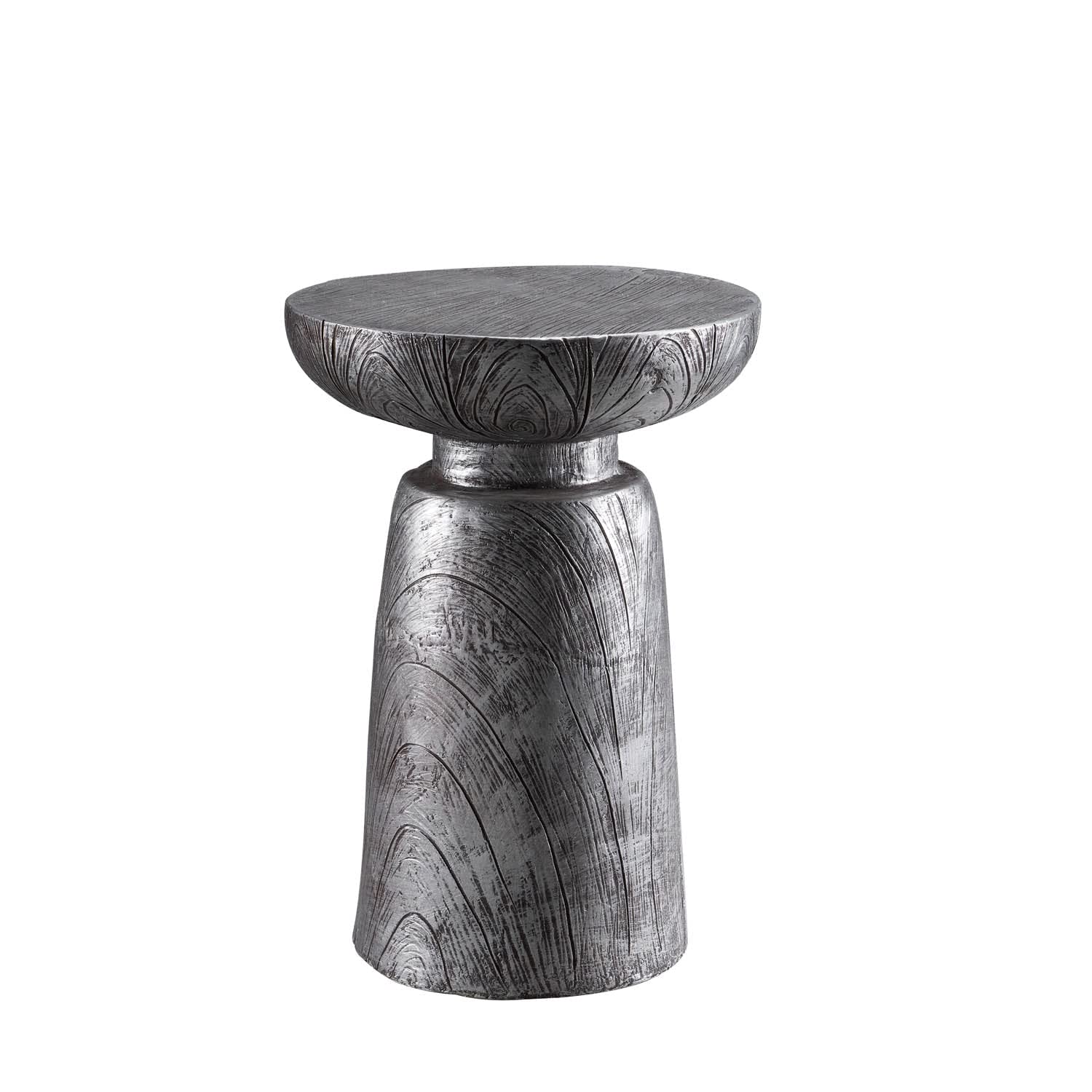 FAVRD Indoor Plant Stand - 14x14x20 Inch Brushed Silver Polystone Side Table for Living Room, Covered Patio & Porch | Decorative Accent Shelf, End Table (Not for Seating) | Perfect for Home Decor, Housewarming Gifts & Interior Styling