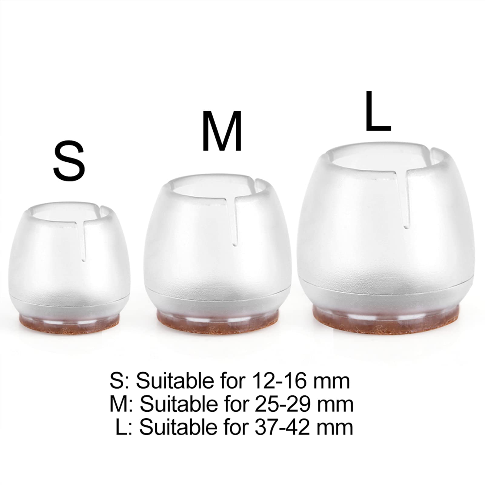 Tyenaza 16-Piece Clear PVC Furniture Leg Caps - Non-Slip Chair & Table Leg Protectors for Hardwood Floors (Fits 12-16mm Diameter) - Perfect for Dining Tables, Office Chairs & Home Furniture Protection