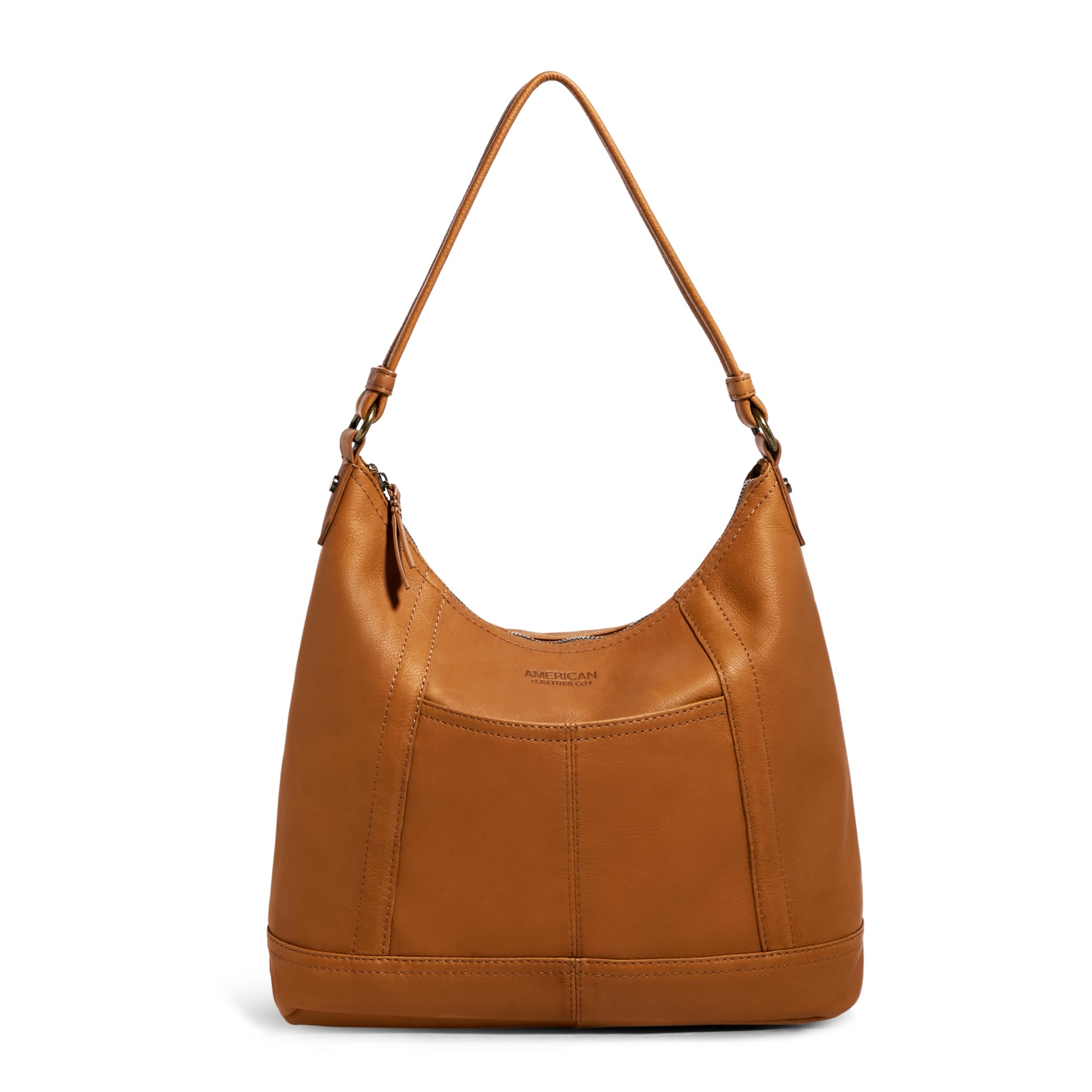 Premium American Leather Hudson Hobo Shoulder Bag for Women - Soft Genuine Leather Purse with Zippered Compartments & Slip Pockets - Perfect for Work, Travel & Everyday Use