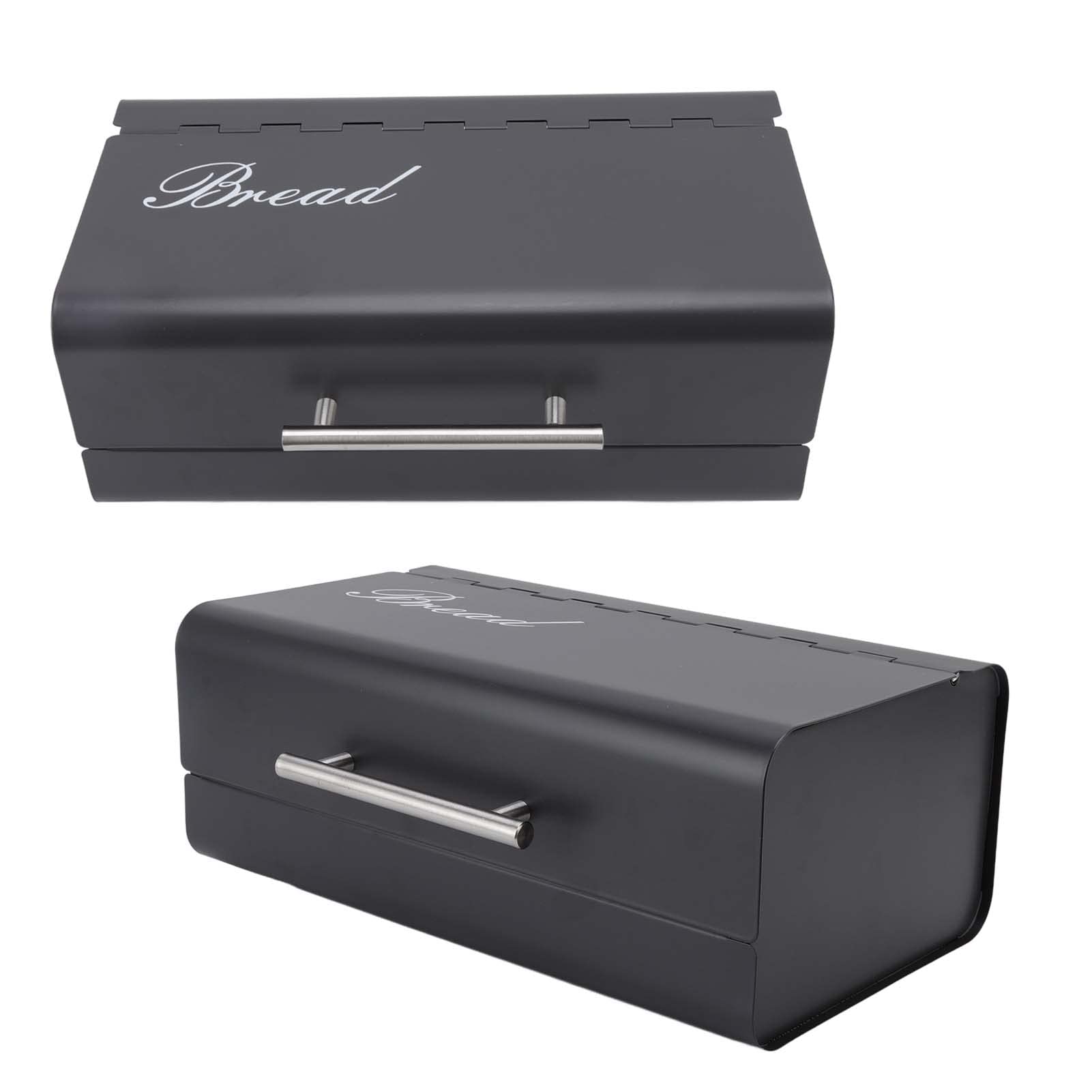 Stainless Steel Bread Storage Container with Clamshell Door - Large Capacity Bread Bin for Fresh Loaves, Baguettes & Pastries - Perfect for Kitchen Countertop, Pantry & Bakery Organization (Dark)
