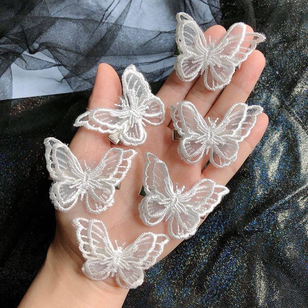 10PCS Lace Butterfly Hair Clips for Women & Girls - Elegant White Hair Accessories for Weddings, Parties & Everyday Style