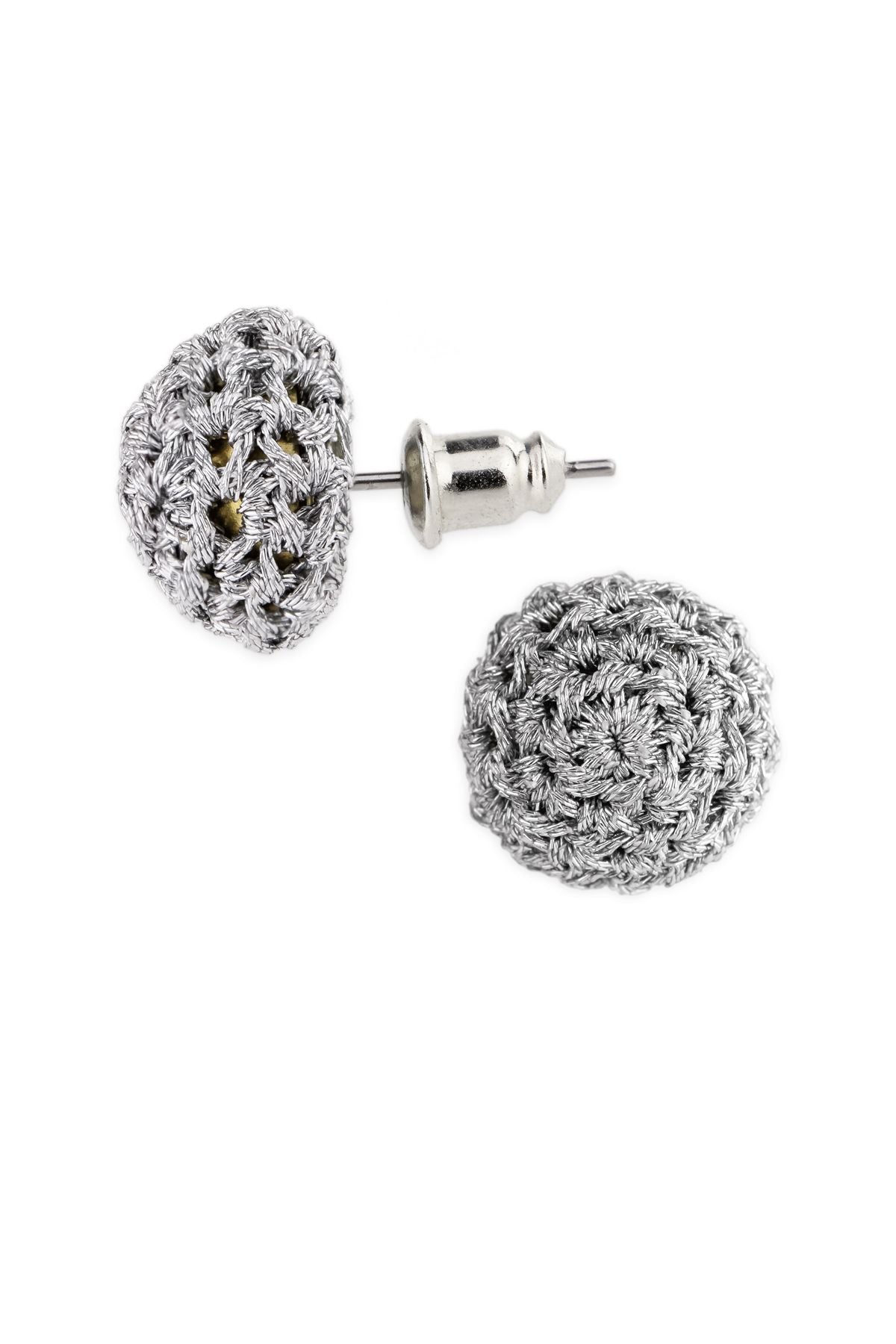 Metallic Crochet Stud Earrings for Women - Handmade Boho Chic Jewelry - Perfect for Casual Wear, Parties & Gifts