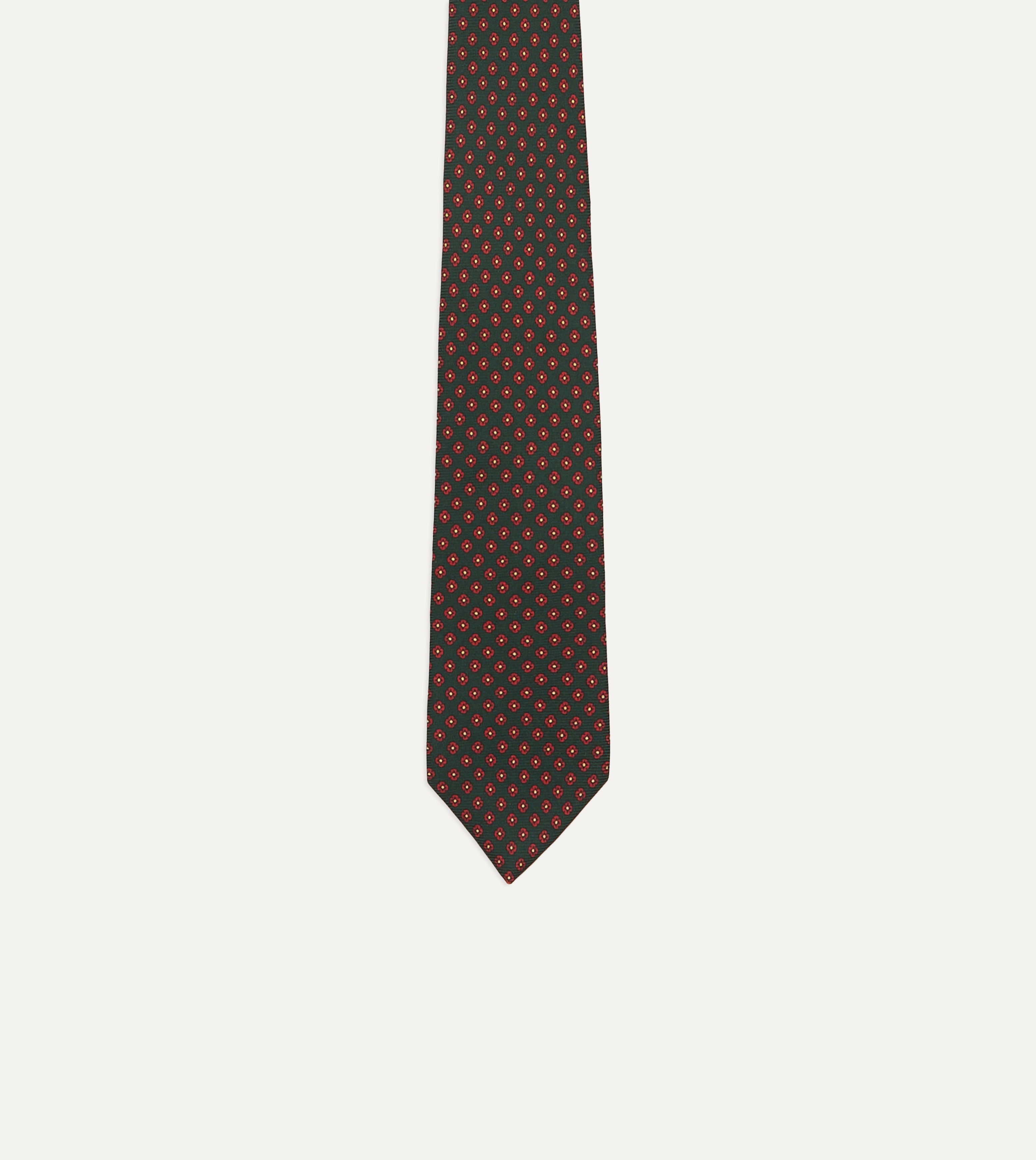 Elegant Green Micro Geometric Print Silk Twill Necktie for Men - Perfect for Business, Weddings & Formal Occasions