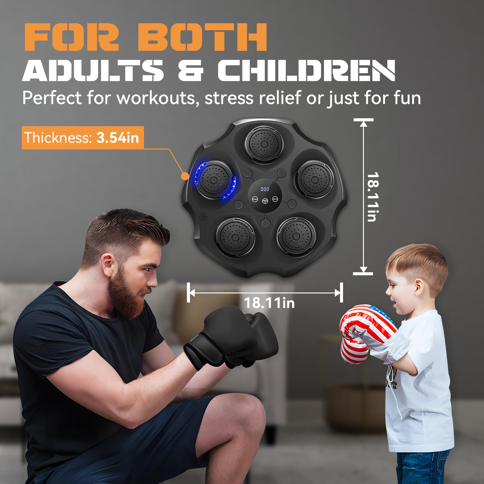 Upgraded Music Boxing Machine with LED Display & Adjustable Sound Effects - Punching Bag for Home Gym, Kids & Adults Training - Wall Mounted Boxing Equipment with Gloves - Perfect for Fitness, Stress Relief & Cardio Workouts