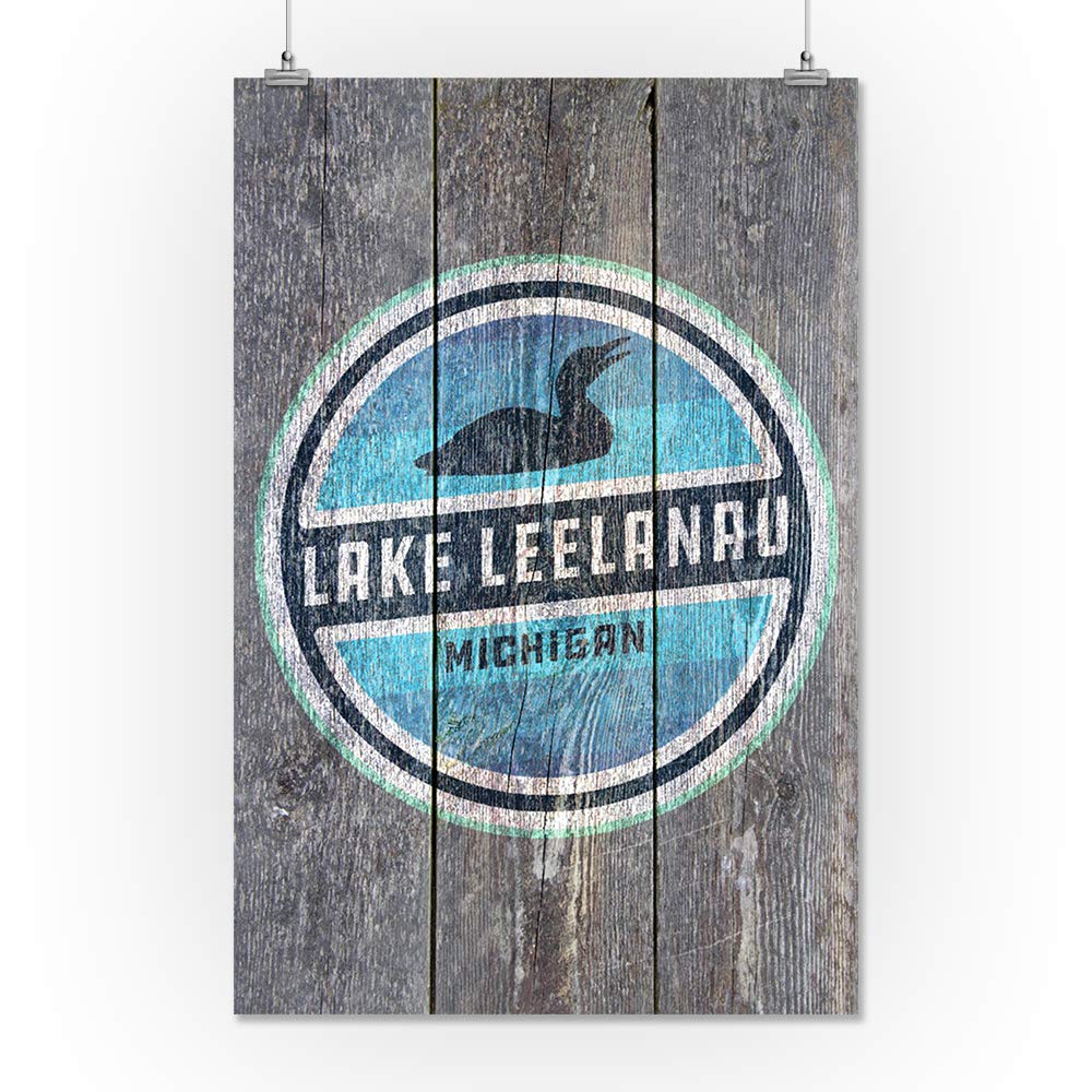 Lantern Press 16x24 Inch Giclee Art Print - Lake Leelanau Michigan Landscape with Rustic Loon Bird - Premium Wall Decor for Living Room, Bedroom & Office