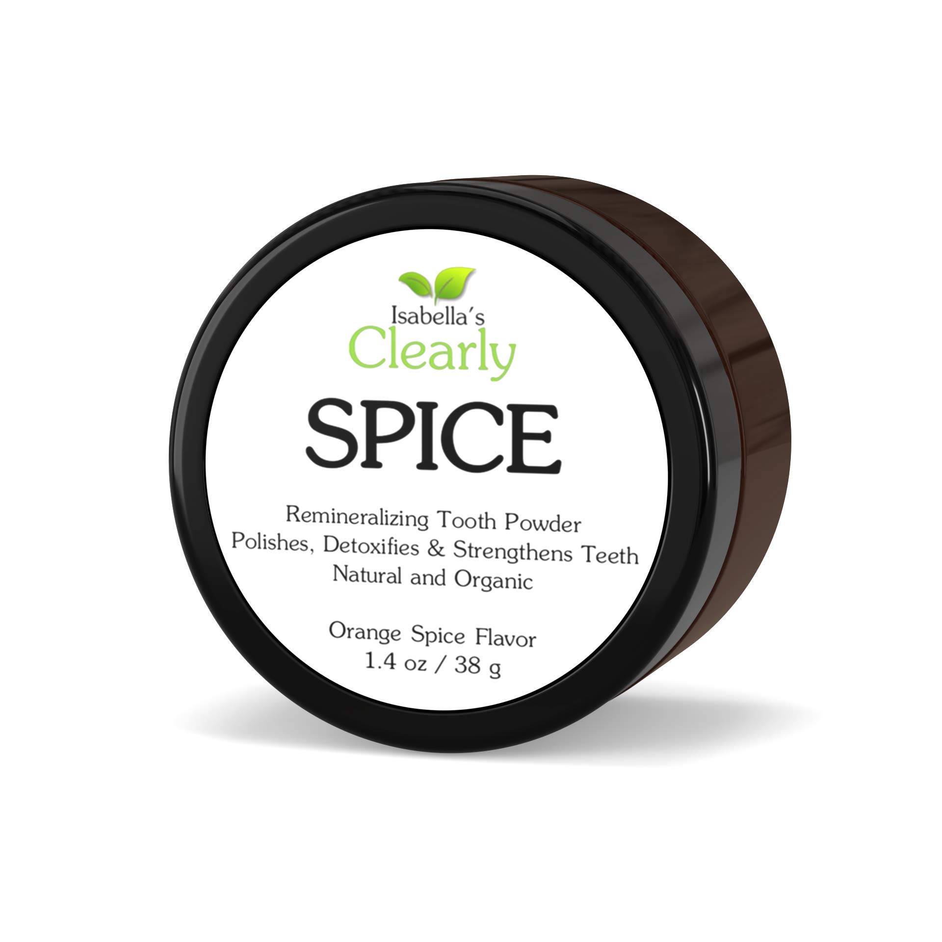 Clearly Spice Natural Remineralizing Tooth Powder - Fluoride Free Whitening Toothpaste for Adults & Kids, Orange Cinnamon Flavor (1.4 oz) | Promotes Healthy Teeth & Gums, Ideal for Daily Oral Care & Travel