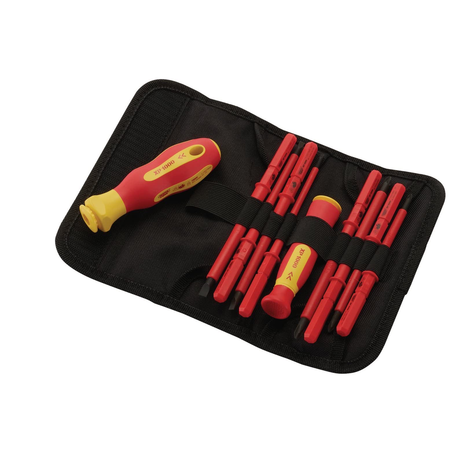 Draper 10-Piece XP1000 VDE Interchangeable Blade Screwdriver Set with Storage Case (05721) - Insulated Electrical Screwdrivers for Home, Workshop & Professional Electricians - Perfect for DIY Projects, Electrical Repairs and Maintenance