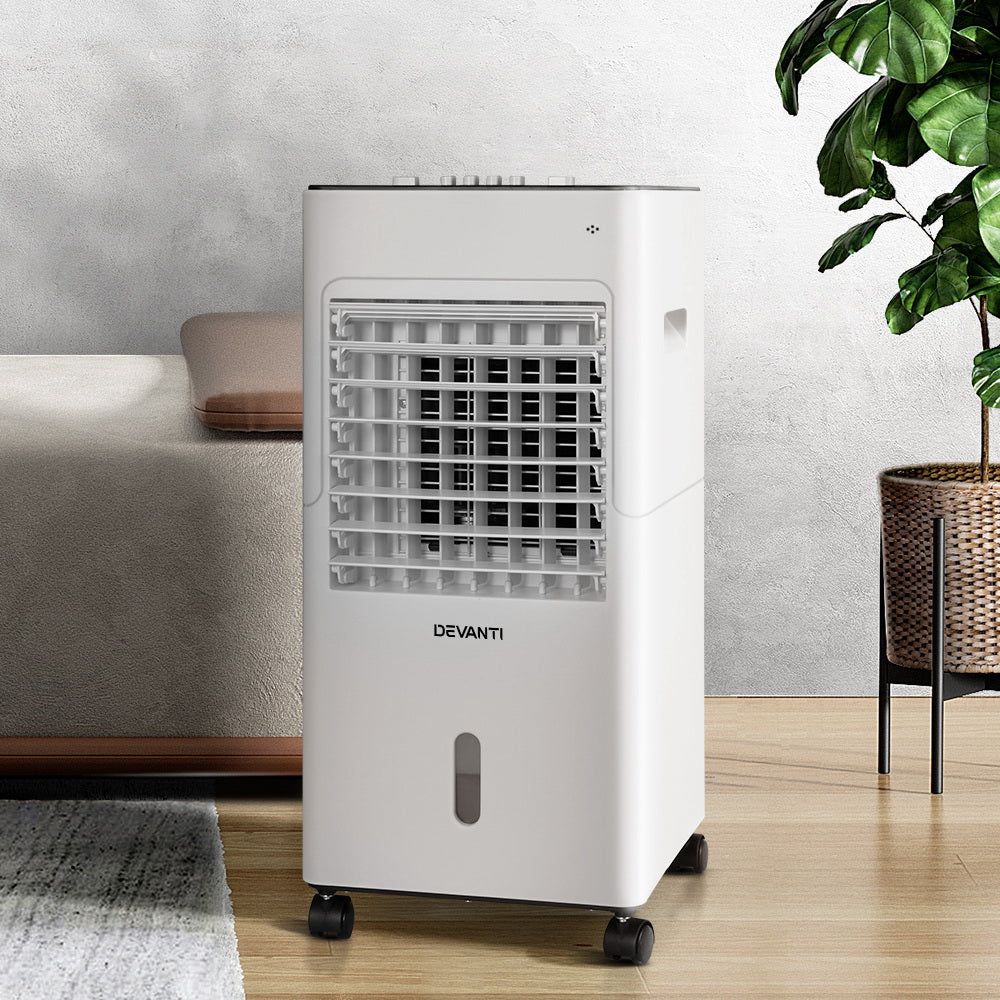Devanti 6L Portable Evaporative Air Cooler with Humidifier - Personal Cooling Fan for Home, Office & Outdoor Use - Energy Efficient Air Conditioner Alternative for Summer