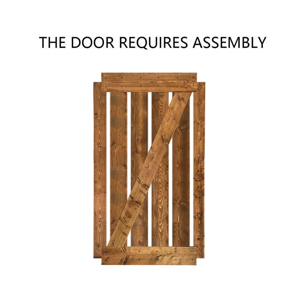 TMS Z Bar Solid Knotty Pine Wood Sliding Barn Door with Hardware Kit - 84