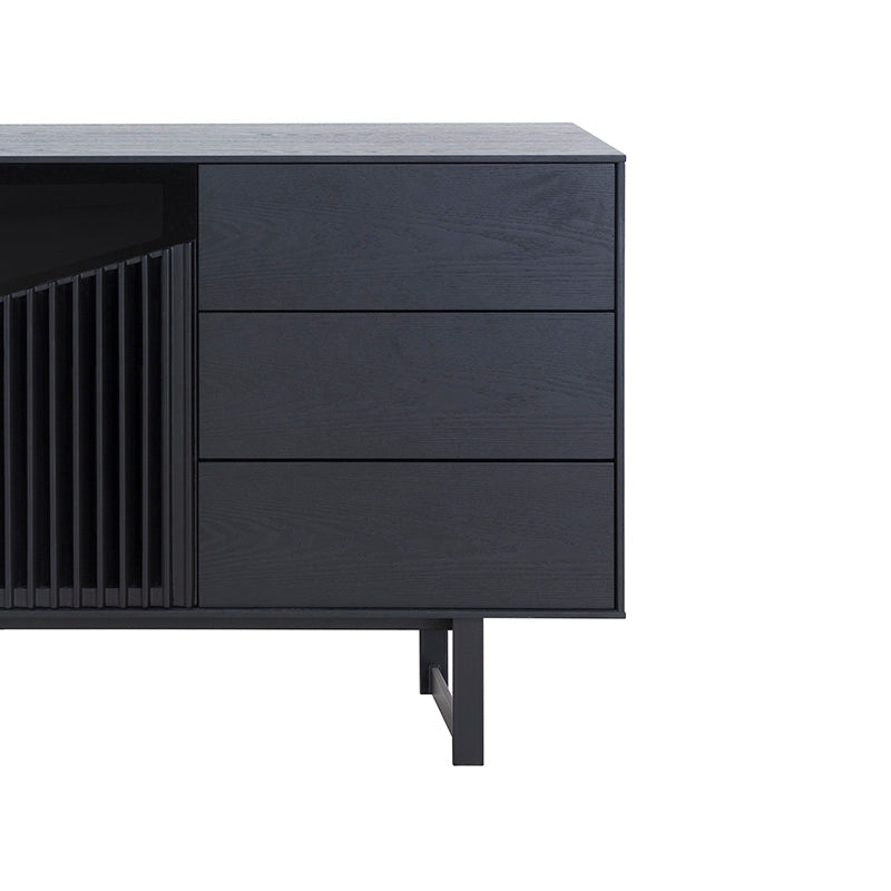 Modern MONTANA Sideboard Buffet Cabinet 160cm - Black Ash Finish for Dining Room Storage & Living Room Organization