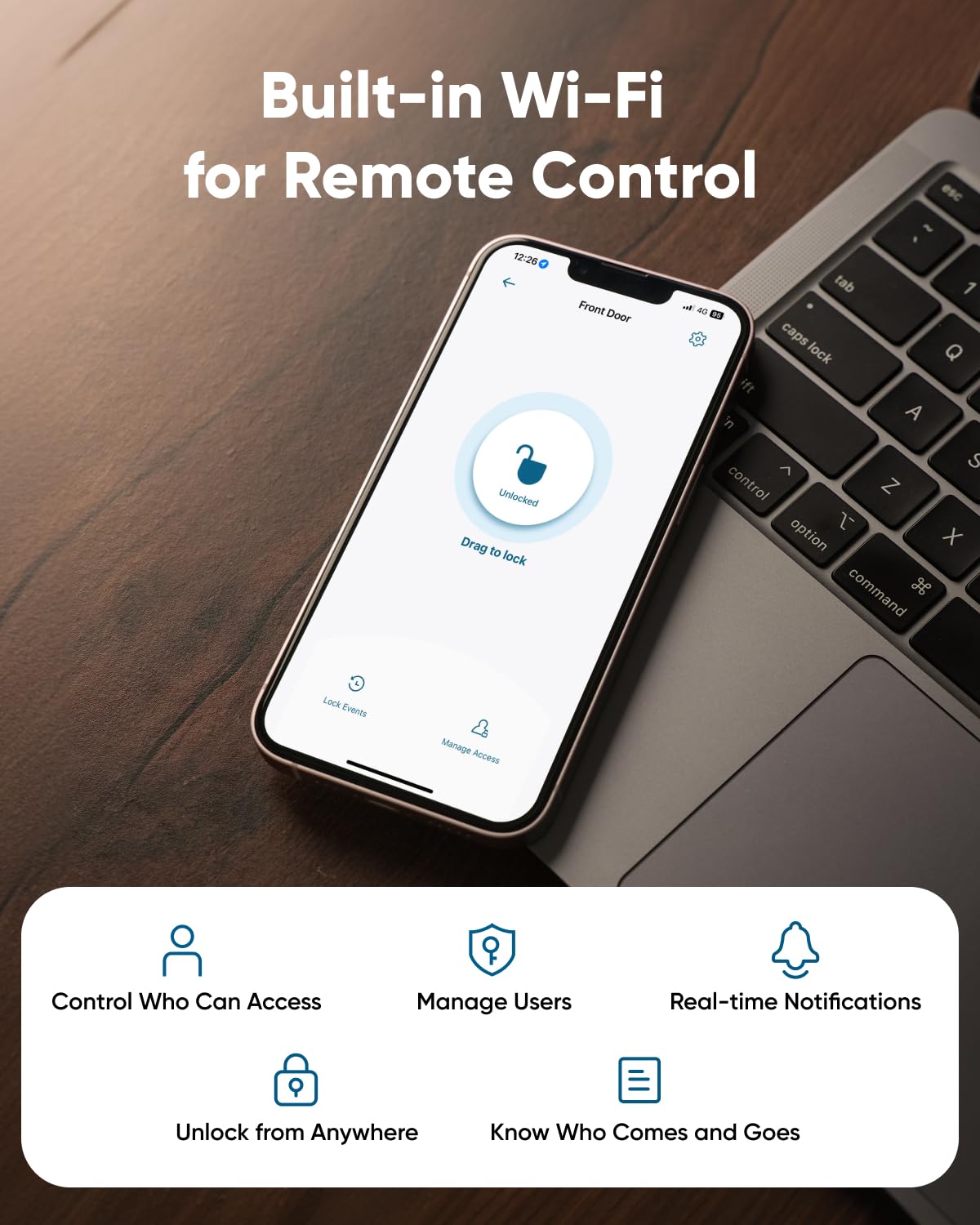 Eufy Security Smart Lock C30 - Keyless Entry WiFi Deadbolt for Front Door, No Bridge Required, Easy DIY Installation, Remote Control via App, Auto Lock Feature - Perfect for Home, Apartment & Vacation Rental Security