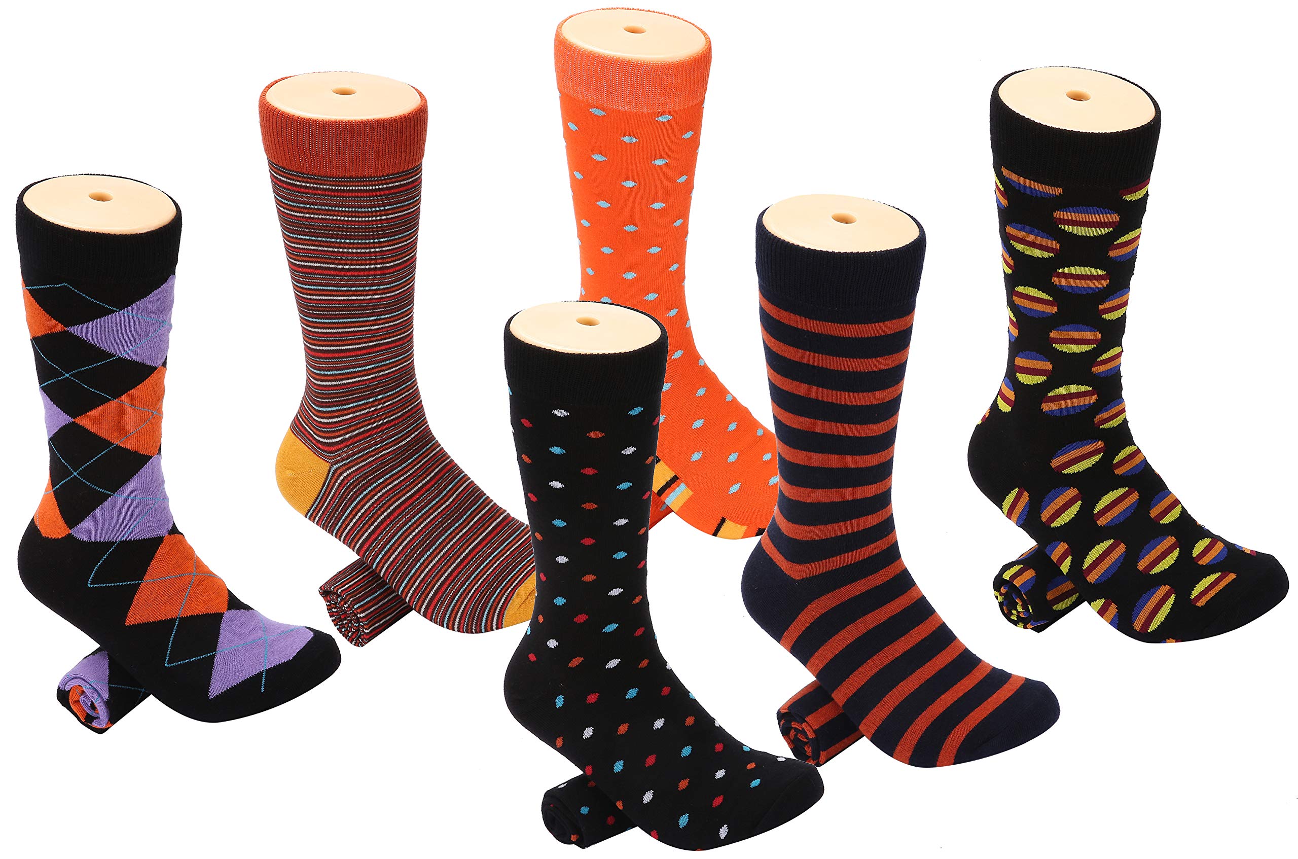 Marino Men's Dress Socks - 6 Pack Colorful Cotton Funky Socks for Men (Size 13-15) - Comfortable Formal & Casual Socks for Work, Office, and Daily Wear