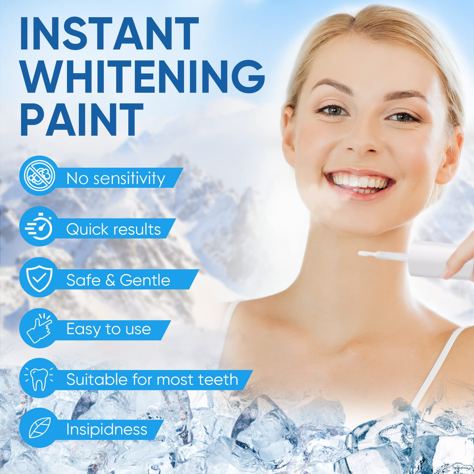 Instant Teeth Whitening Paint - Portable Tooth Polish for Uptight White Smile | On-the-Go Teeth Whitening Solution for Travel, Dates & Special Events