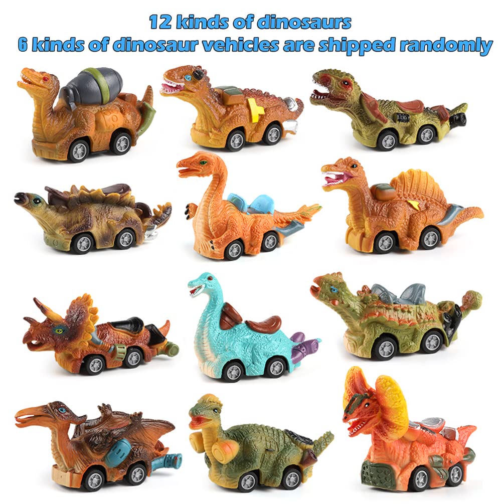 Dinosaur Pull Back Cars Toys Inside - 6 Pack Jumbo Easter Eggs for Kids, Boys & Toddlers - Fun Easter Basket Stuffers & Egg Fillers for Holiday Parties, Egg Hunts and Birthday Gifts