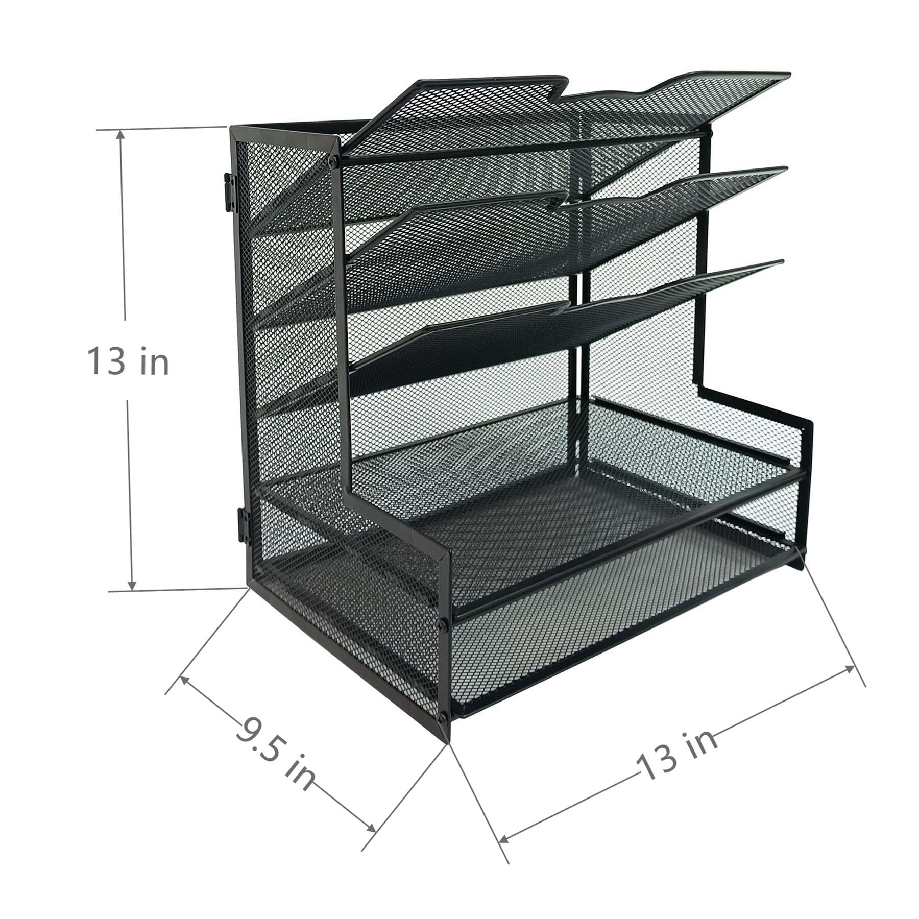 5-Tier Metal Mesh Desk Organizer - Black Office File Holder & Paper Organizer for Home & Office - Perfect for Desk Organization, Document Storage & Workspace Decluttering