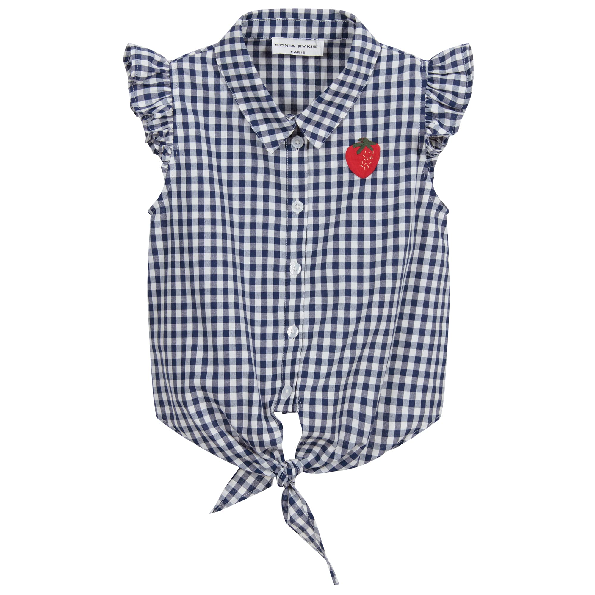 Sonia Rykiel Girls Felix Navy Gingham Blouse - Stylish Cotton Button-Up Top for School, Parties & Casual Wear