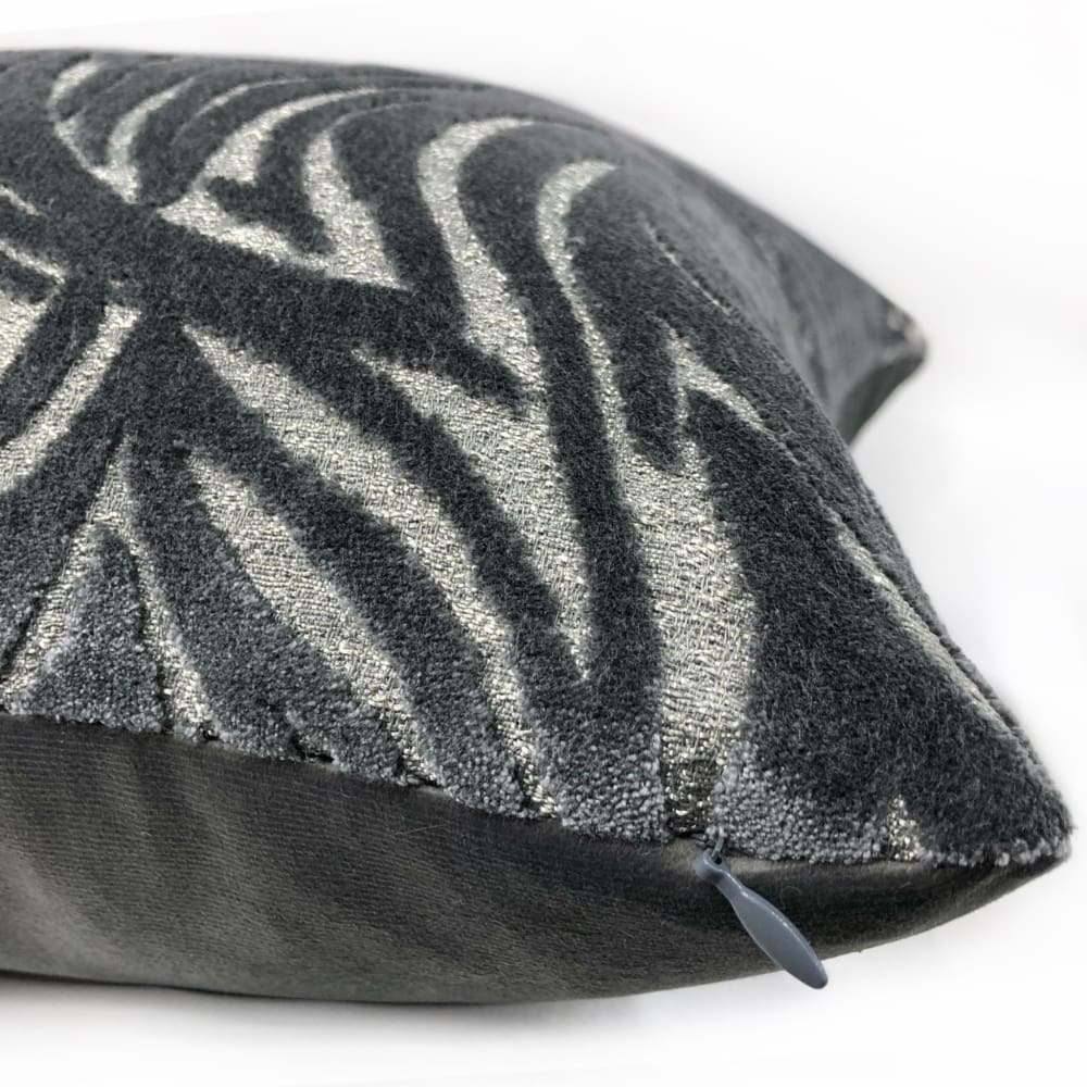 Premium Alden Dark Gray Abstract Cut Velvet Pillow Cover - Soft Luxury Decorative Throw Pillow Case for Sofa, Bedroom & Living Room Decor