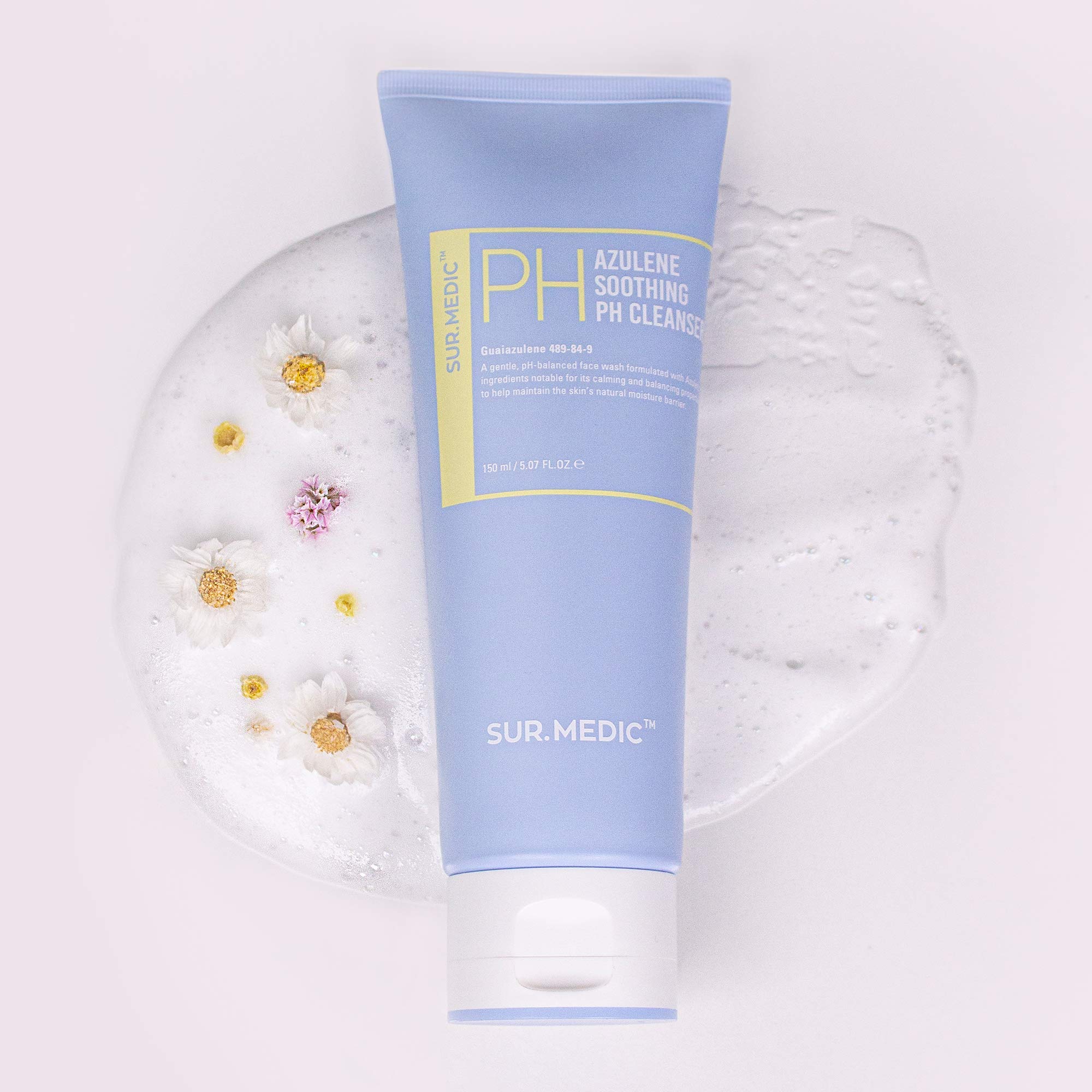 Azulene Soothing Double Skin Care Set for Sensitive Skin - pH Balancing Cleanser & Hydrating Soothing Cream | Korean Skincare Routine for Redness Relief & Post-Cleansing Calm | Perfect for Daily Gentle Face Care & Post-Treatment Skin Recovery