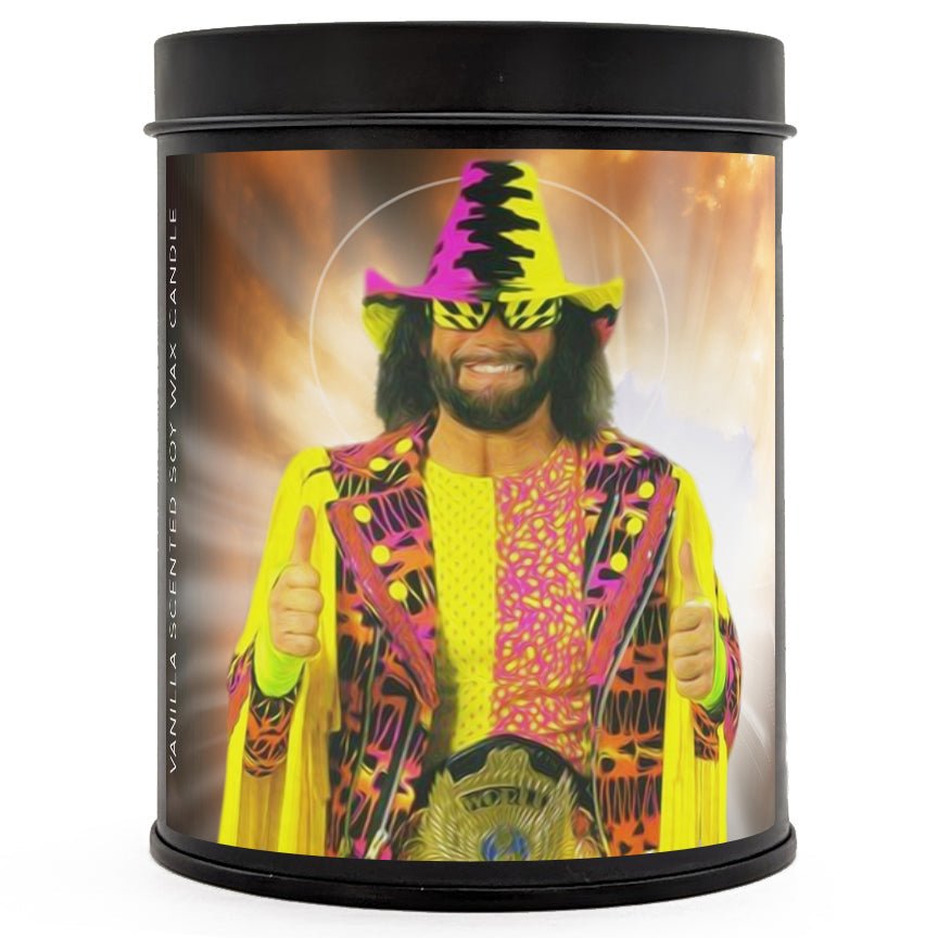 Macho Man Randy Savage Scented Candle - Wrestling Fan Gift, Collectible Novelty Home Decor for Wrestling Enthusiasts - Perfect for Man Caves, Game Rooms & WWE Themed Parties