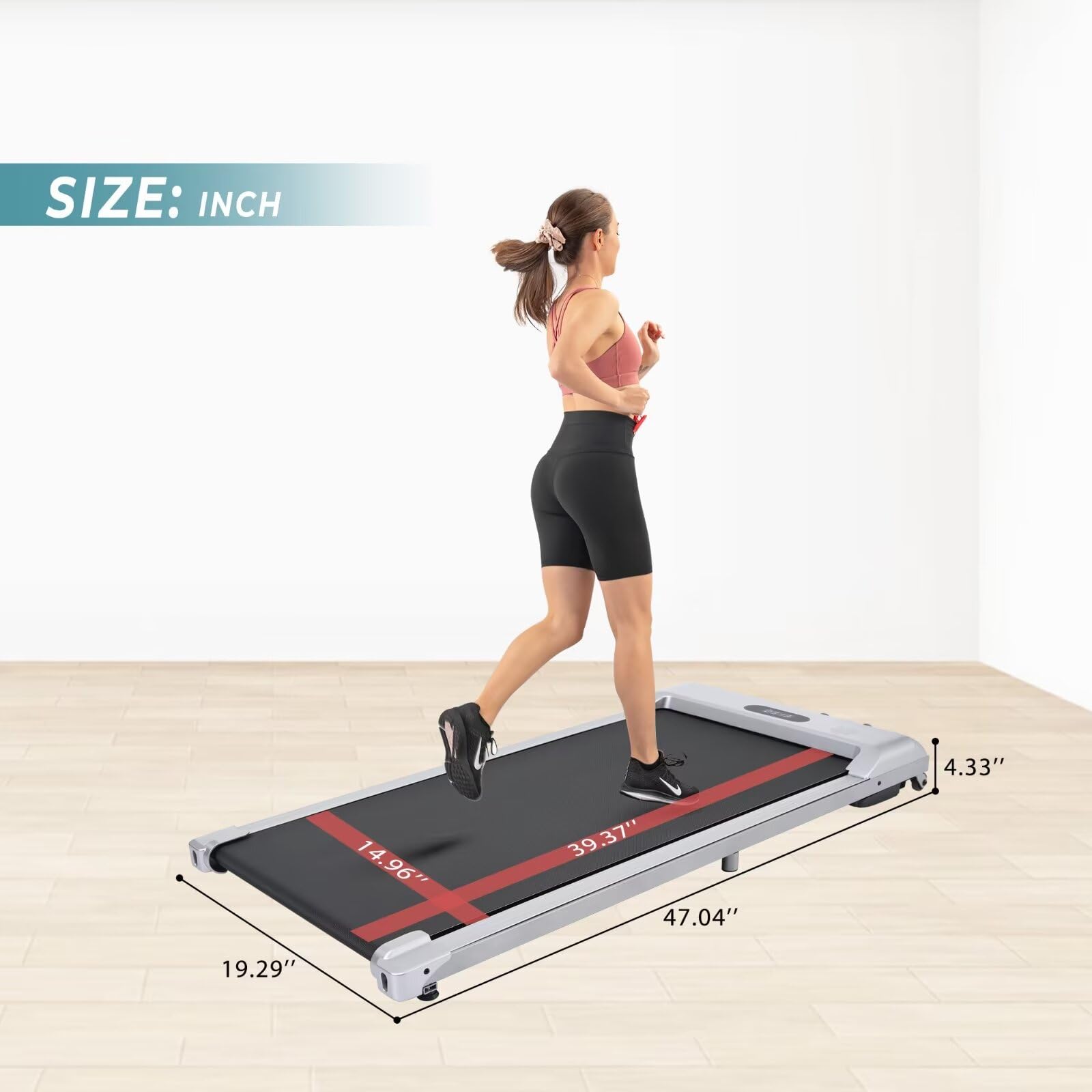 Under Desk Treadmill with Bluetooth Speaker - 3-in-1 Portable Walking Pad, No Installation Required, 300 lbs Weight Capacity for Home & Office Use - Perfect for Workouts, Walking While Working, or Home Gym Fitness