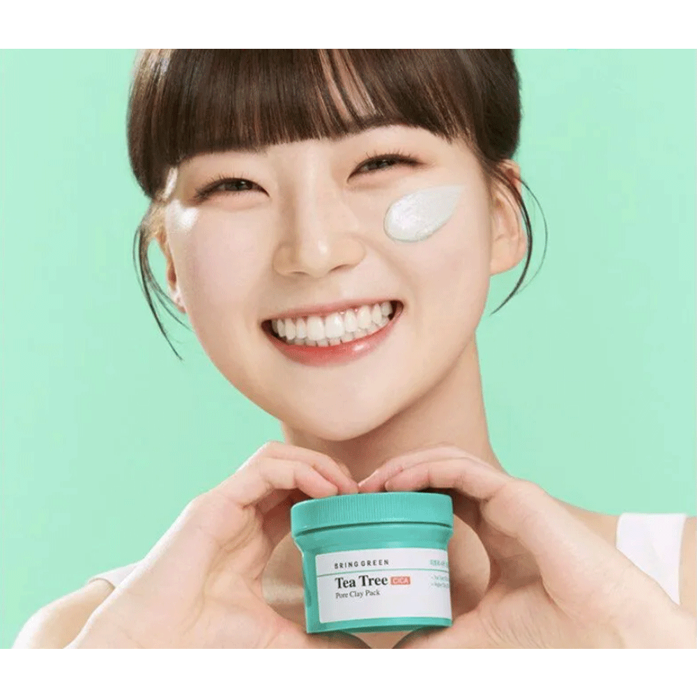 BRING GREEN Tea Tree Cica Pore Clay Mask 120g - Deep Cleansing & Pore Minimizing Facial Treatment for Acne-Prone Skin | Perfect for Weekly Detox & Self-Care Routine