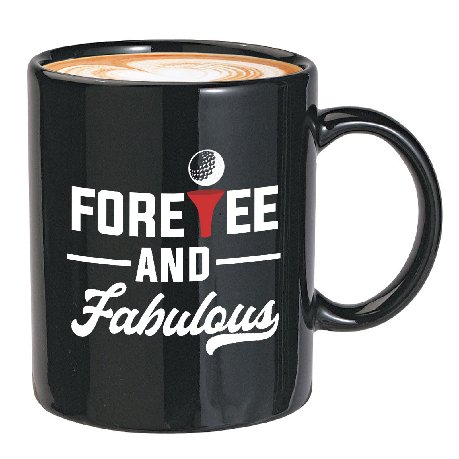 Foretee Bubble Hugs 11oz Black Golf Coffee Mug - Perfect Gift for Golf Lovers, Dad, Coach | Great for Golf Course, Office & Home Use