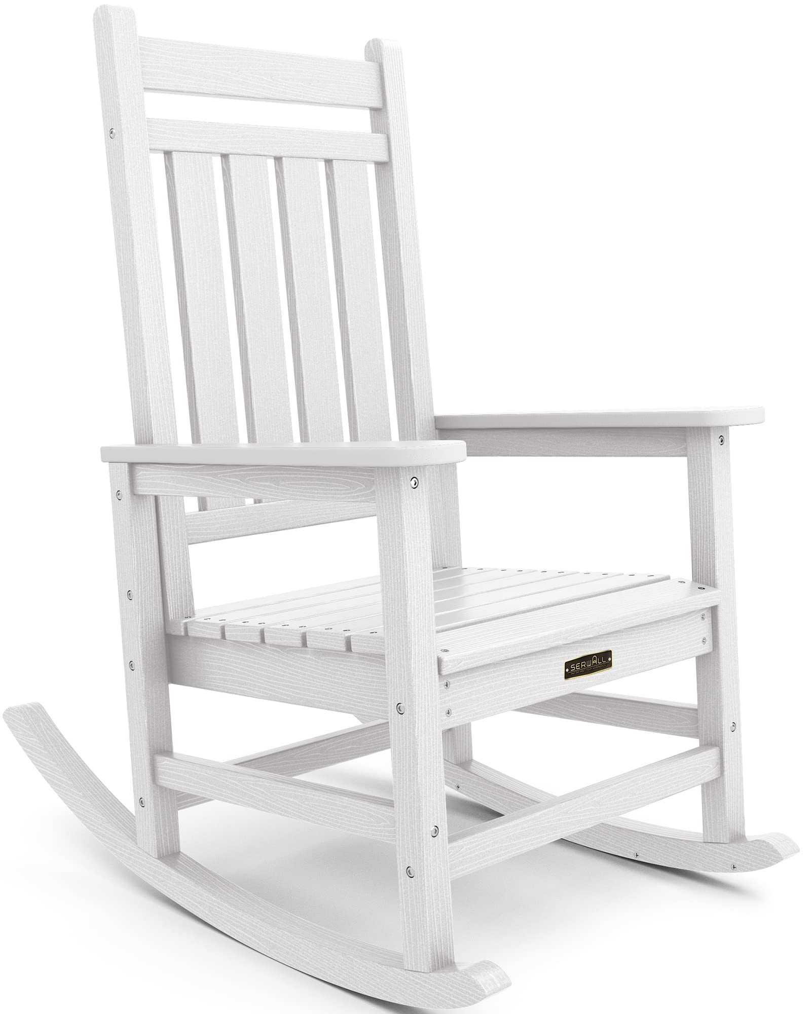 SERWALL Outdoor Rocking Chair for Adults - All-Weather HDPE Rocking Chair - White Patio Rocker for Lawn, Garden & Porch - Perfect for Relaxing, Reading & Enjoying Nature