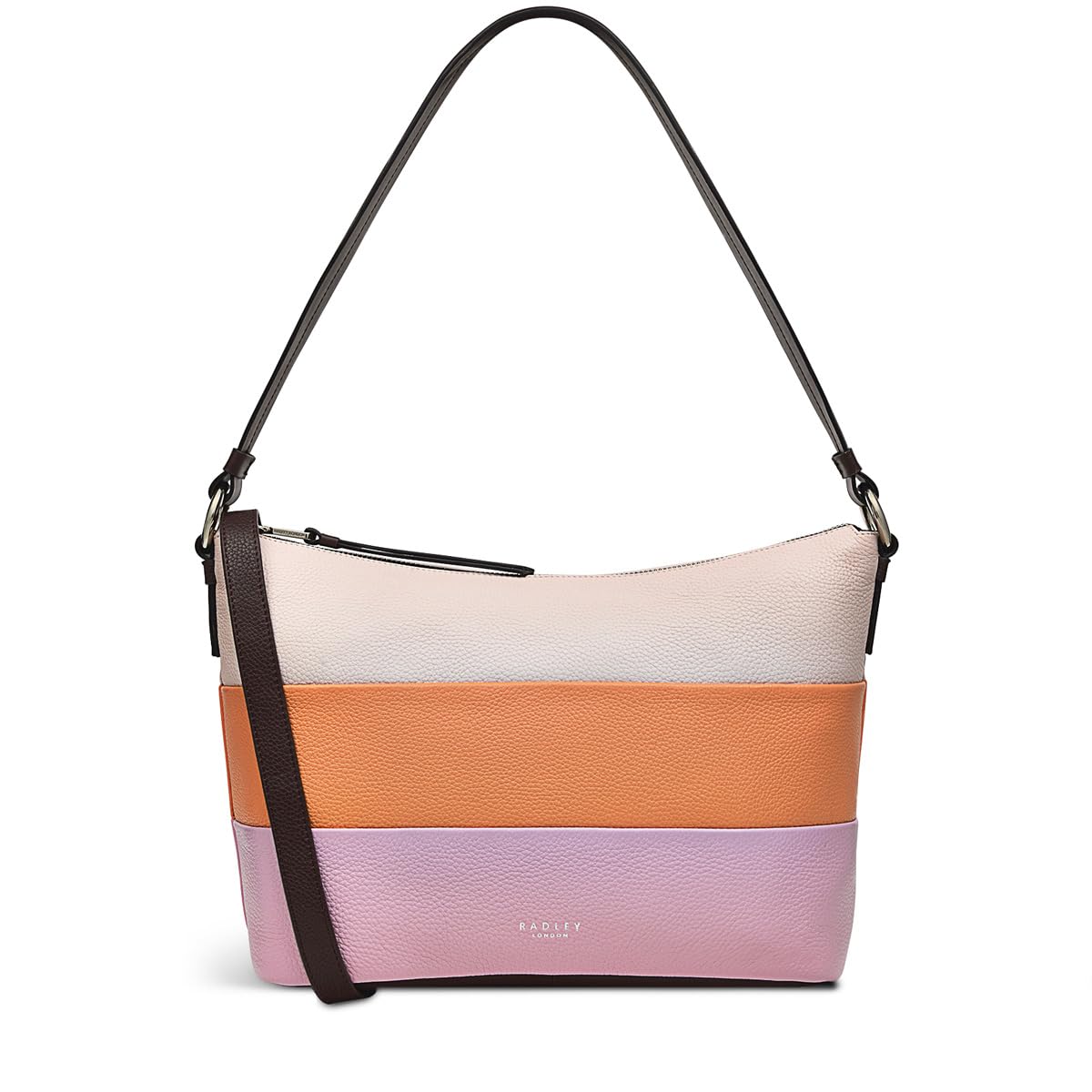 RADLEY London Lyme Terrace Stripe Women's Medium Leather Shoulder Bag - Clay Pink Crossbody Purse for Work, Travel & Everyday Use