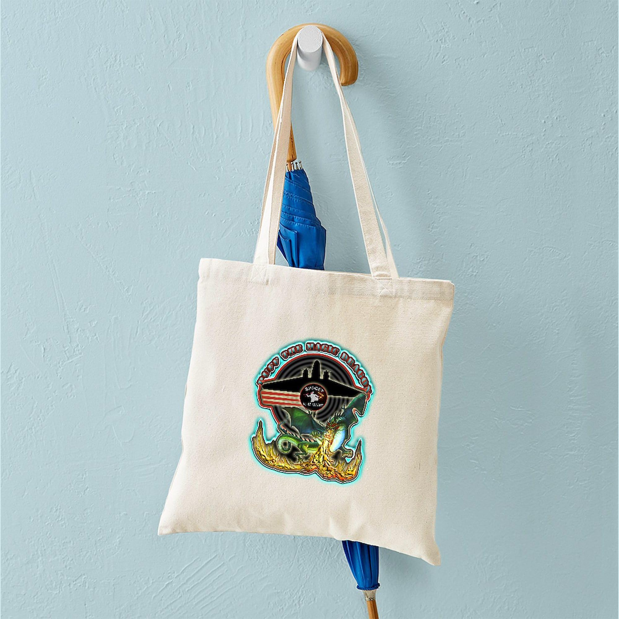 USAF AC-47 Spooky Canvas Tote Bag - Natural Reusable Shopping Bag for Groceries, Beach & Military Enthusiasts | Durable Eco-Friendly Carryall