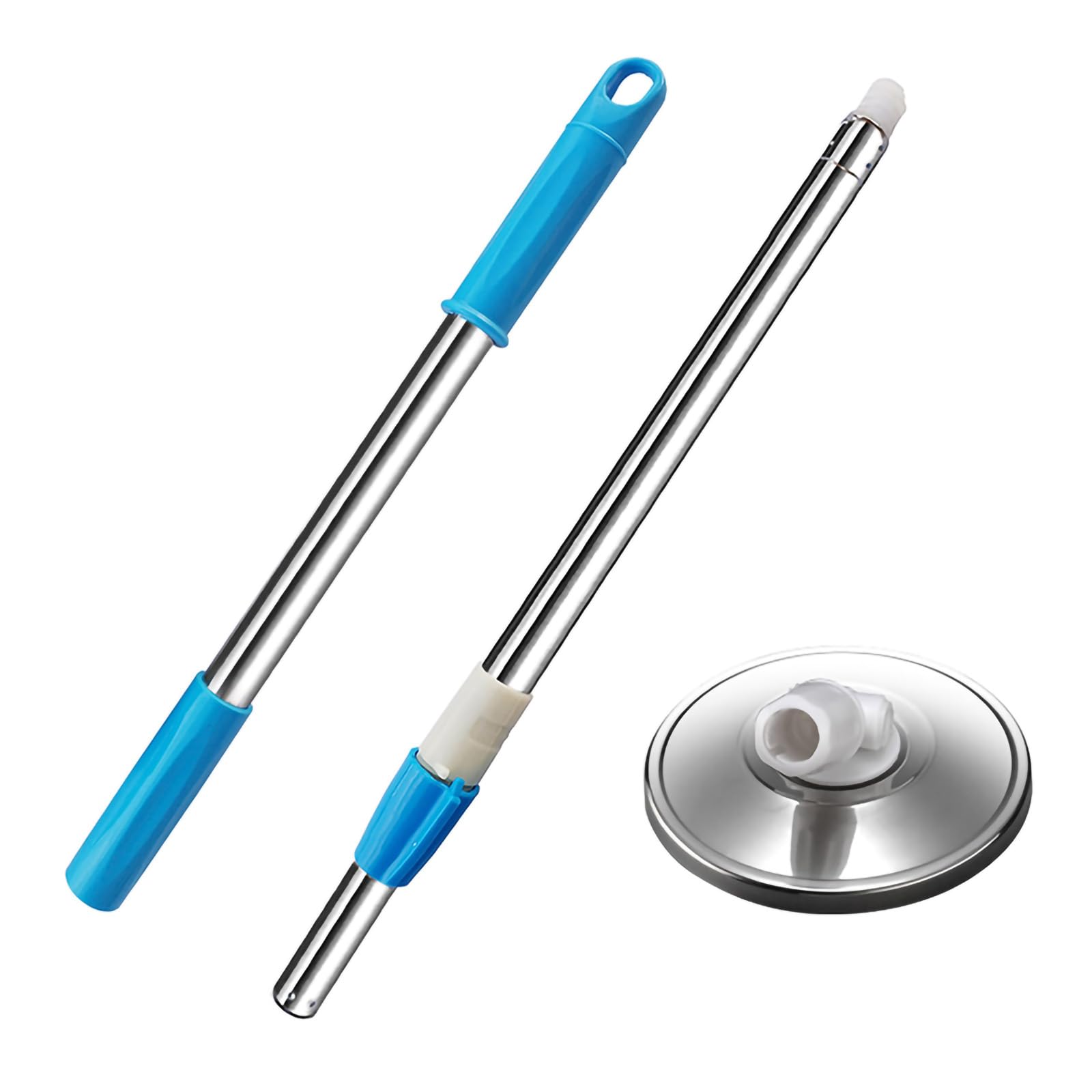 360 Degree Rotating Spin Mop Replacement Handle - 49 Inch Telescopic Stainless Steel Mop Stick for Spin Mop Bucket System (Blue) - Perfect for Hardwood Floors, Tile & Kitchen Cleaning