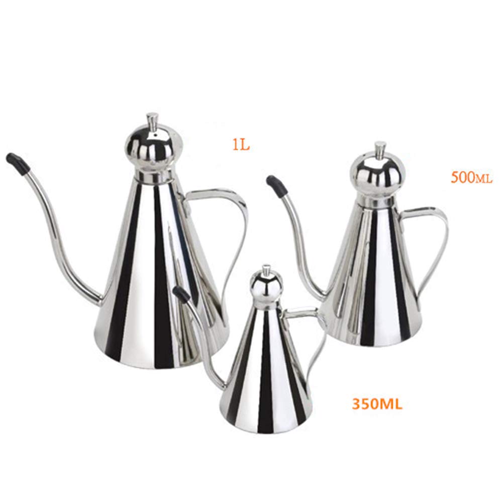 Premium Stainless Steel Olive Oil Dispenser - 500ml Leakproof Oil Bottle with Drizzler Spout for Kitchen, Salad Dressing & Cooking | Elegant Oil Pot for Home & Restaurant Use