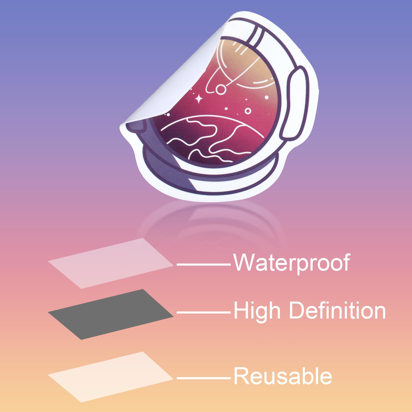 Bewudy 100 Pcs Cartoon Space Stickers - Purple Planets, Rockets & Stars Astronomy Decals for Kids | Waterproof Vinyl Stickers for Water Bottles, Skateboards, Laptops & Notebooks | Fun Classroom & DIY Craft Supplies for Boys & Girls