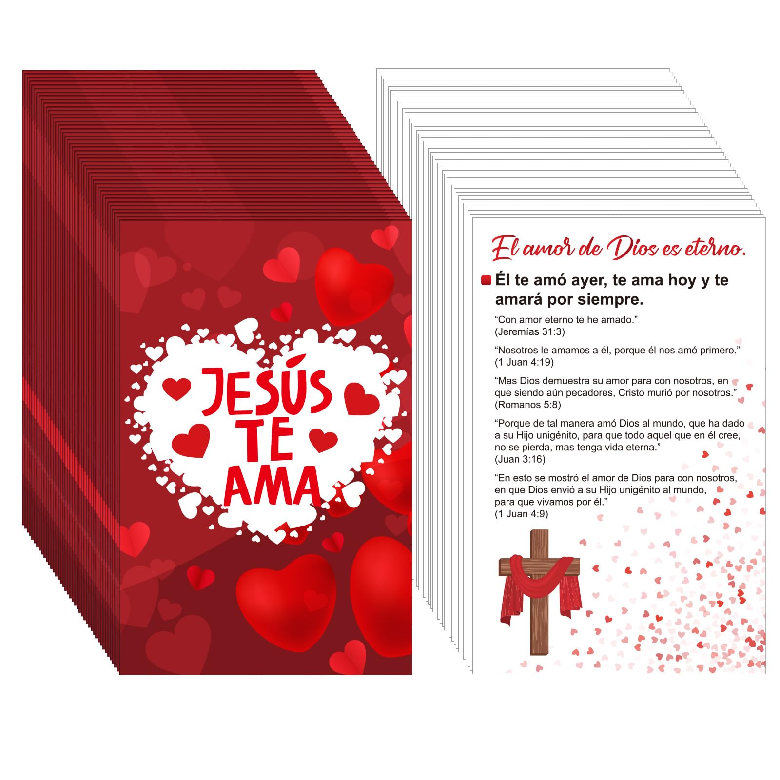 200 Pcs Spanish Gospel Tract Cards - Jesus Loves You (Jesús Rojo Te Ama) - Pocket Holy Postcards with Bible Verses for Christian Gifts, Prayer & Evangelism - Perfect for Church Events, Bible Study & Missionary Work