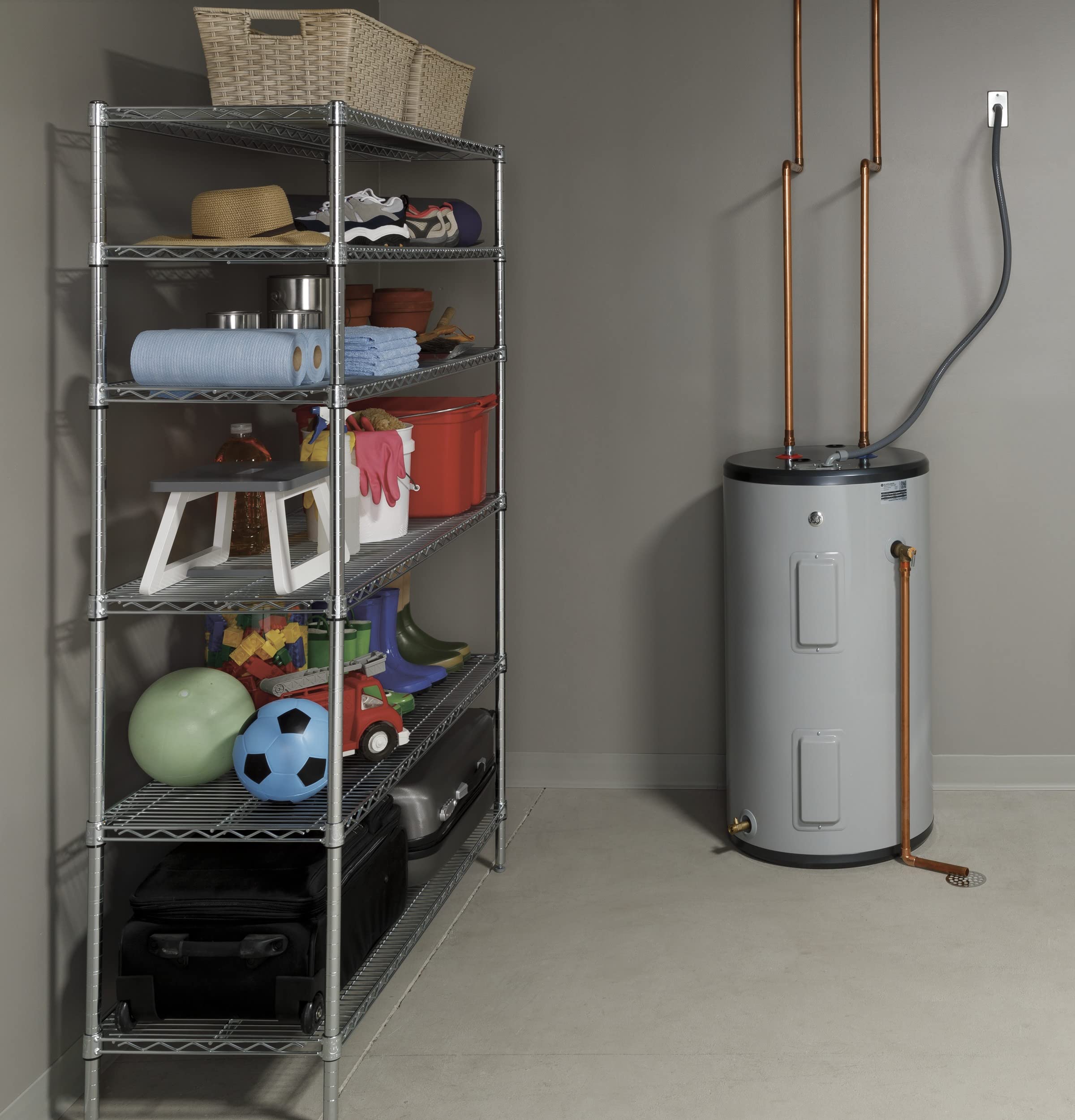 GE Appliances 30 Gallon Electric Water Heater - Adjustable Thermostat, Compact Size, 240V for Residential & Commercial Use - Perfect for Apartments, Small Homes, and Office Buildings