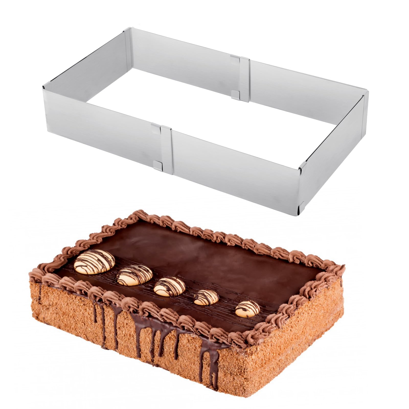 EORTA Adjustable Stainless Steel Cake Mold - Square Mousse Cake Ring (5.9